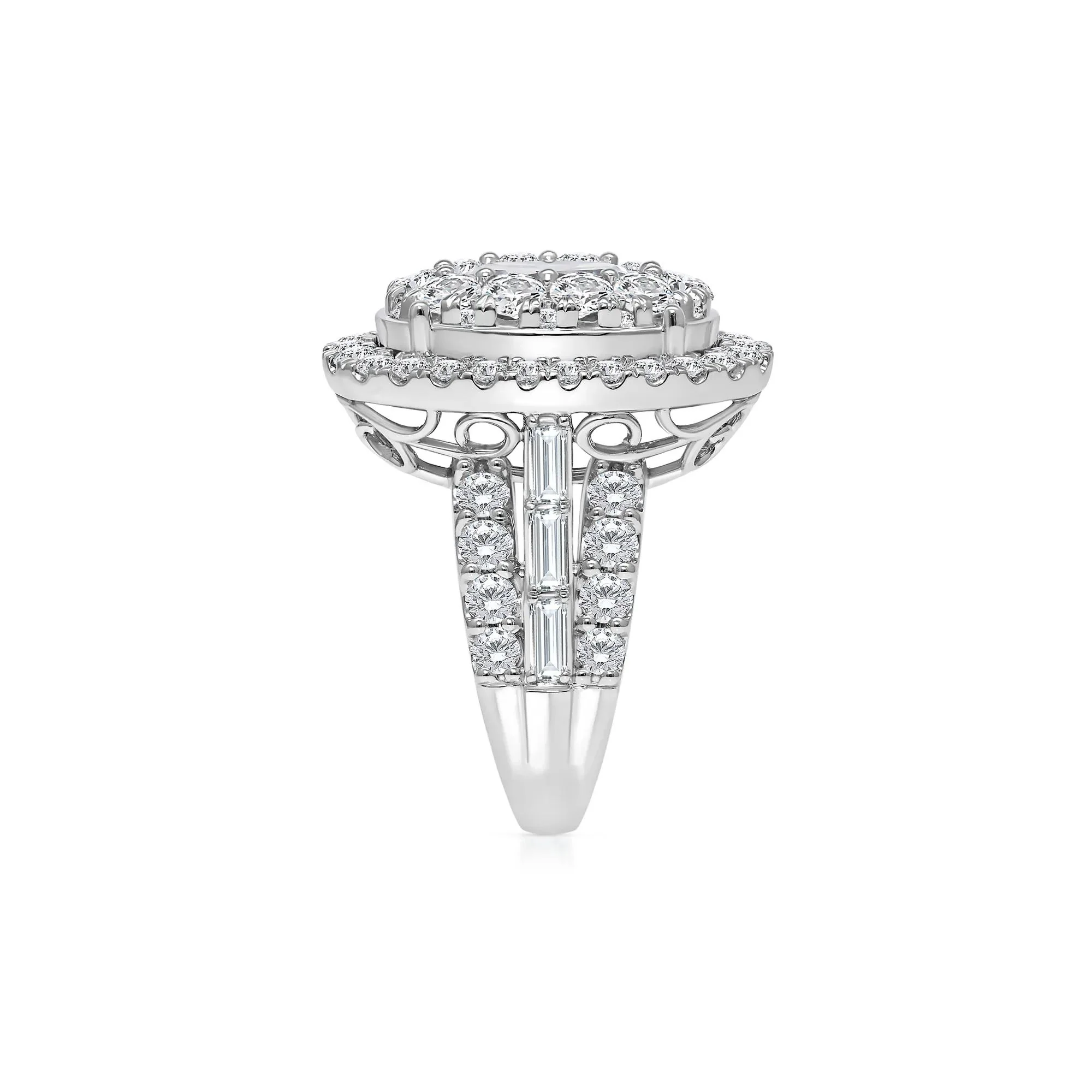 5 CT. Tw. Lab Grown Diamond Composite Ring 10K White Gold Round Brilliant Cut Size 7.5 - Image 3