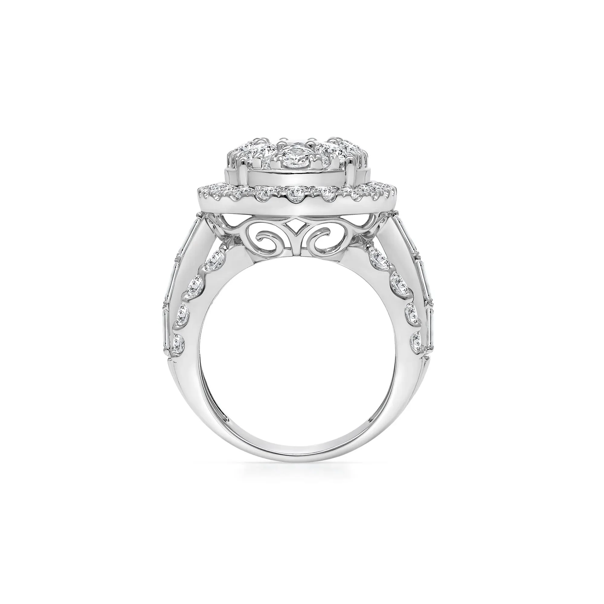 5 CT. Tw. Lab Grown Diamond Composite Ring 10K White Gold Round Brilliant Cut Size 8 - Image 2
