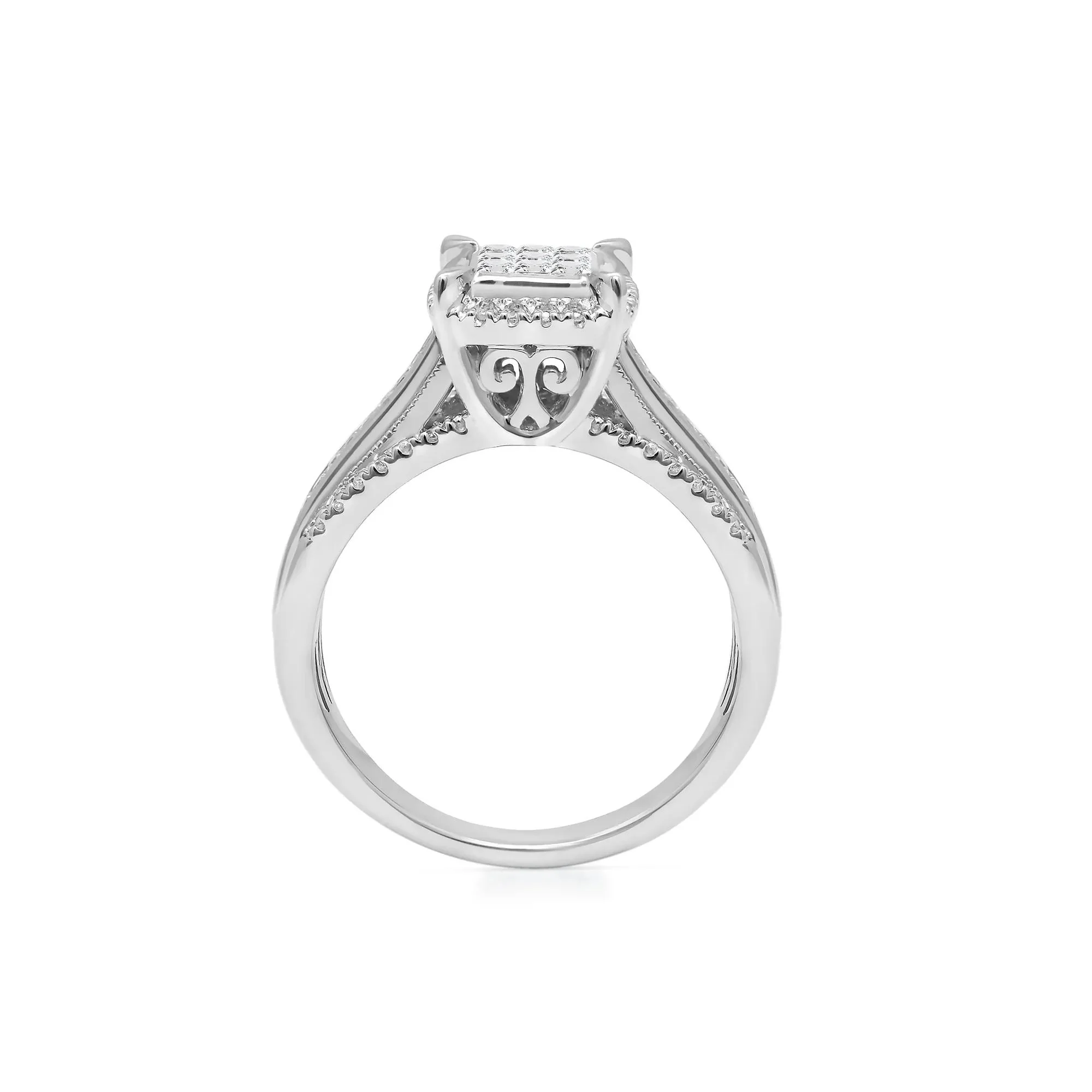 1/2 CT. Tw. Diamond Composite Engagement Ring 10K White Gold Size 6 - Image 2