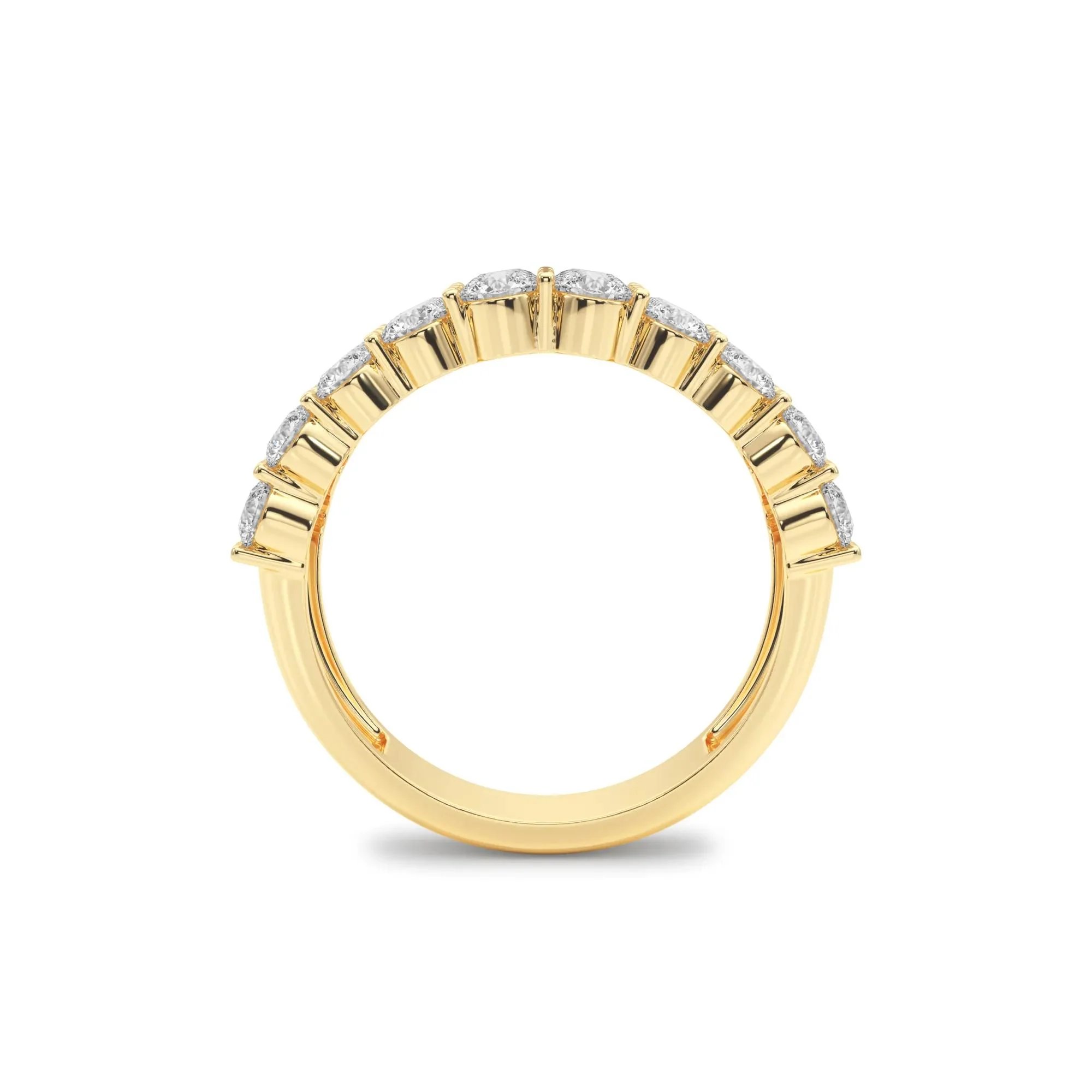 1/2 CT. Tw. Lab Grown Diamond Three-Row Band Ring 10K Yellow Gold (2-) Round Brilliant Cut Size 6 - Image 2
