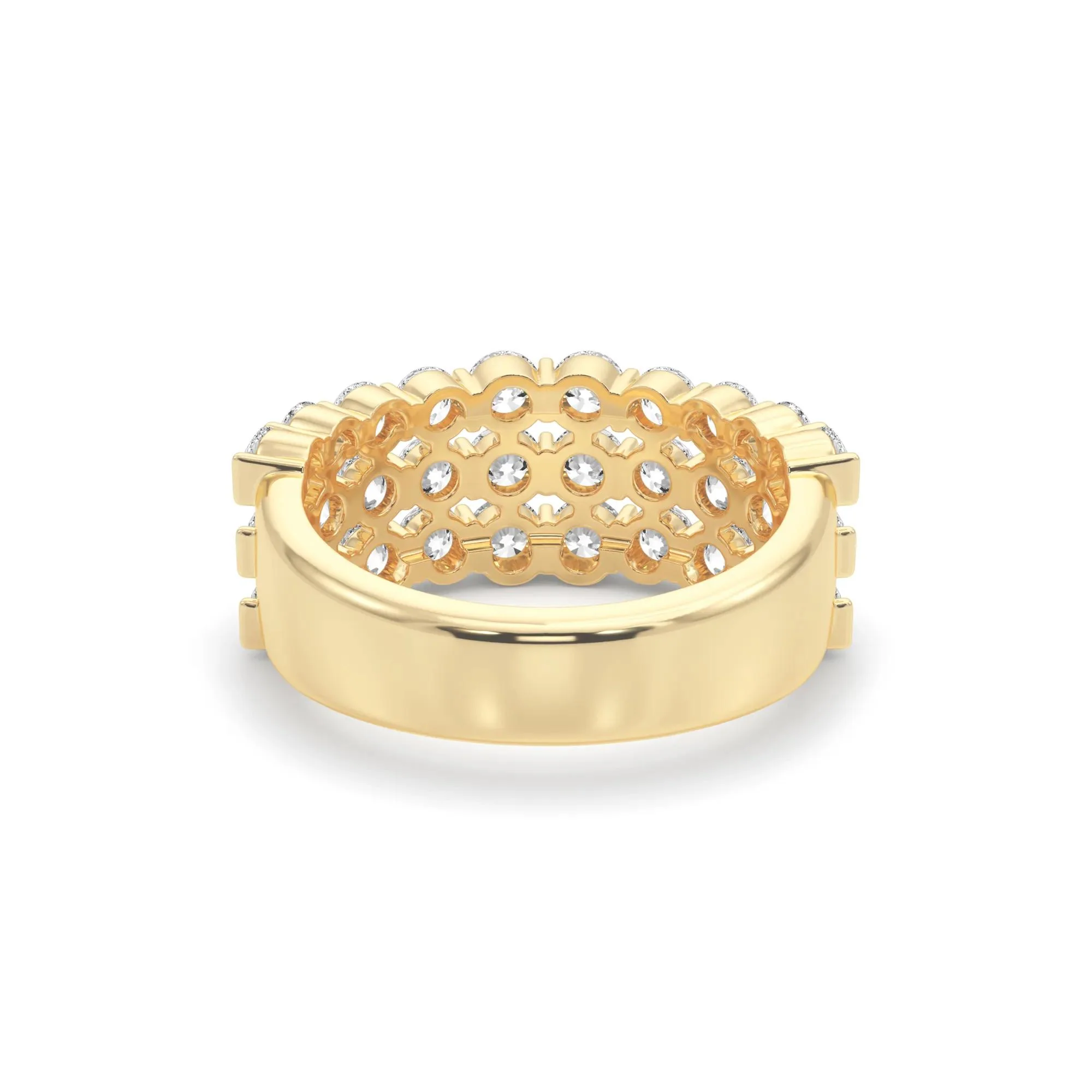 1/2 CT. Tw. Lab Grown Diamond Three-Row Band Ring 10K Yellow Gold (2-) Round Brilliant Cut Size 6.5 - Image 4