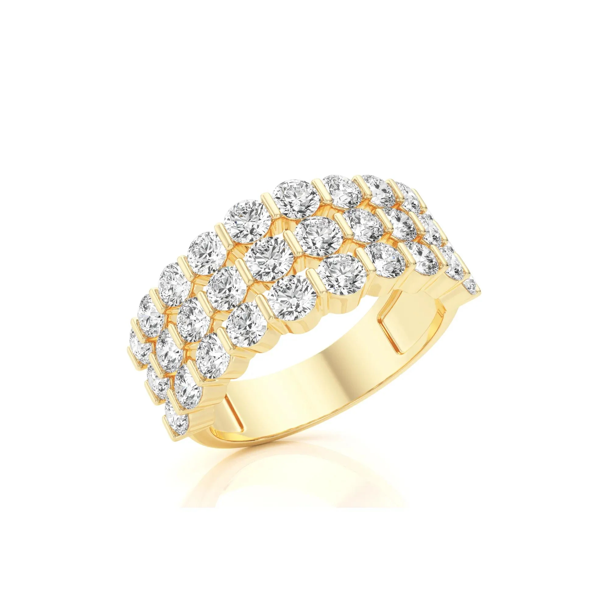 1/2 CT. Tw. Lab Grown Diamond Three-Row Band Ring 10K Yellow Gold (2-) Round Brilliant Cut Size 7 - Image 5