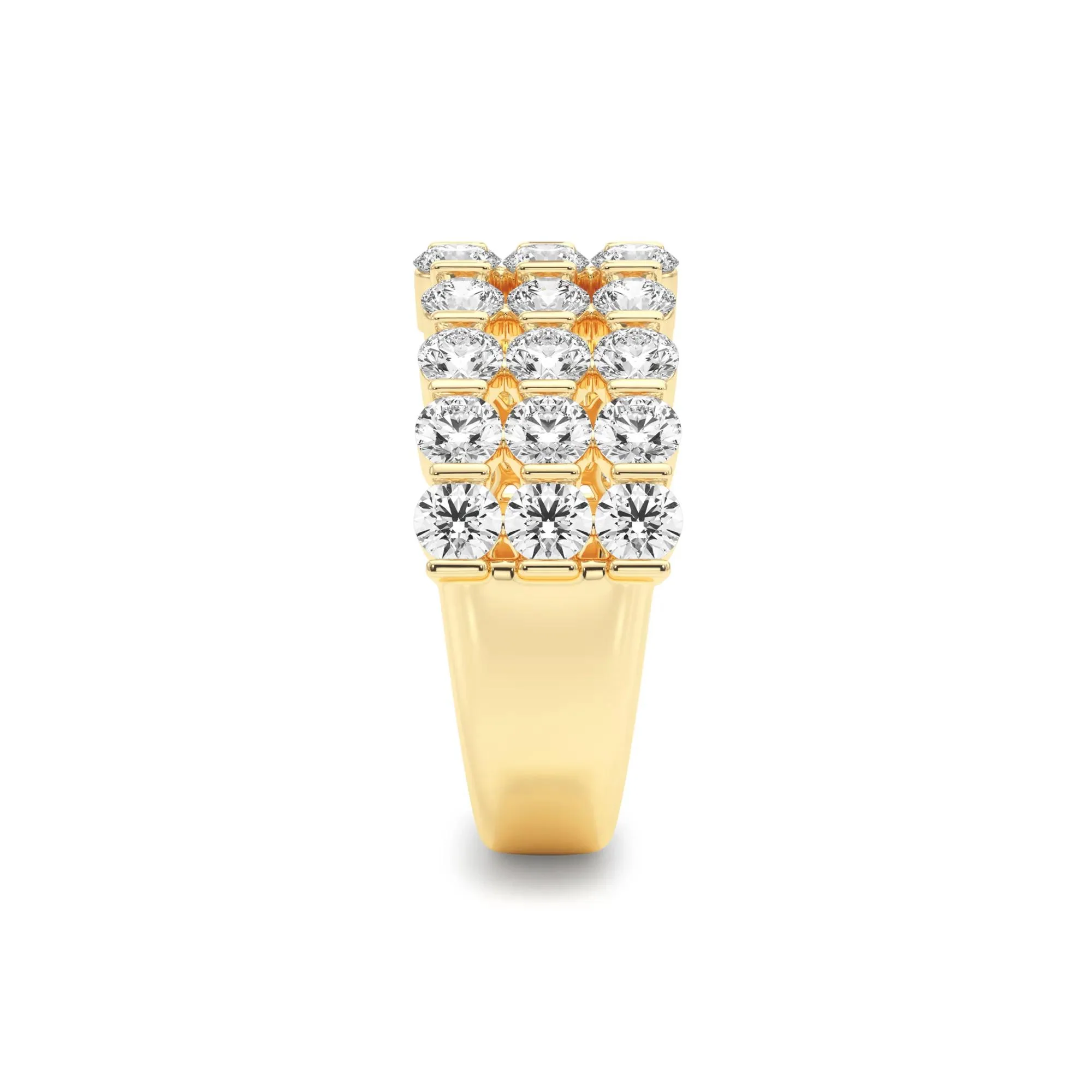 1/2 CT. Tw. Lab Grown Diamond Three-Row Band Ring 10K Yellow Gold (2-) Round Brilliant Cut Size 9 - Image 3