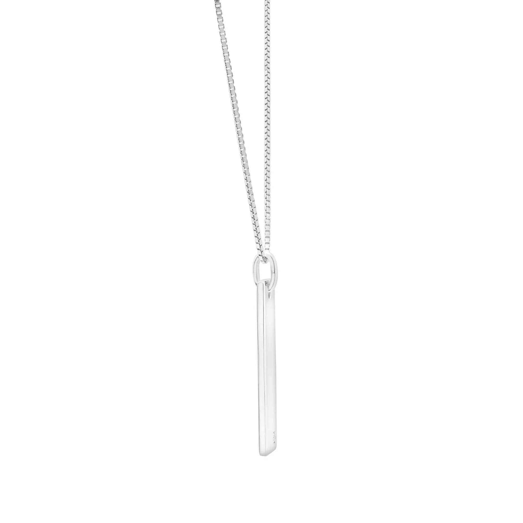 Diamond Accent Vertical Bar Pendant Necklace .925 Sterling Silver White Size 18" - Image 3