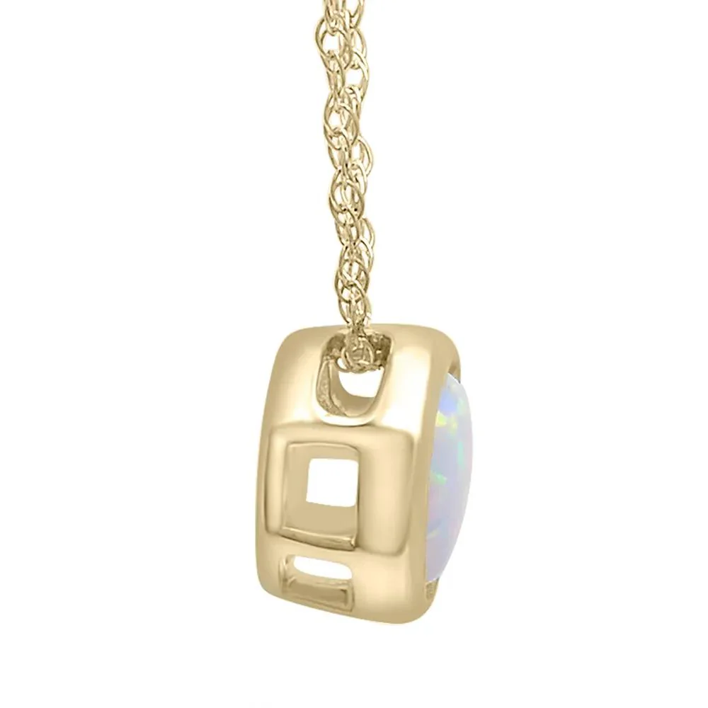 Lab-Created Opal Pendant Necklace with Round Shape 10K Yellow Gold Size 18" - Image 2