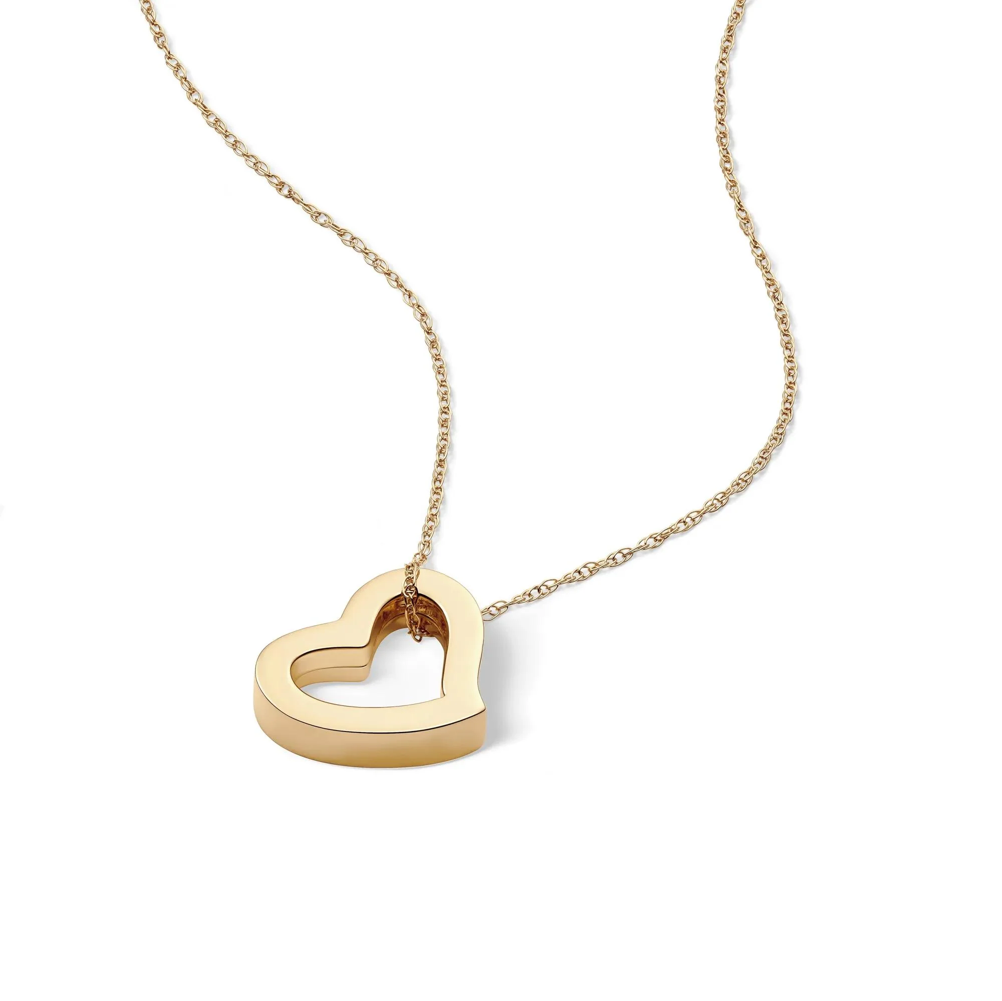 Heart Pendant Necklace 14K Yellow Gold Size 18" - Image 4