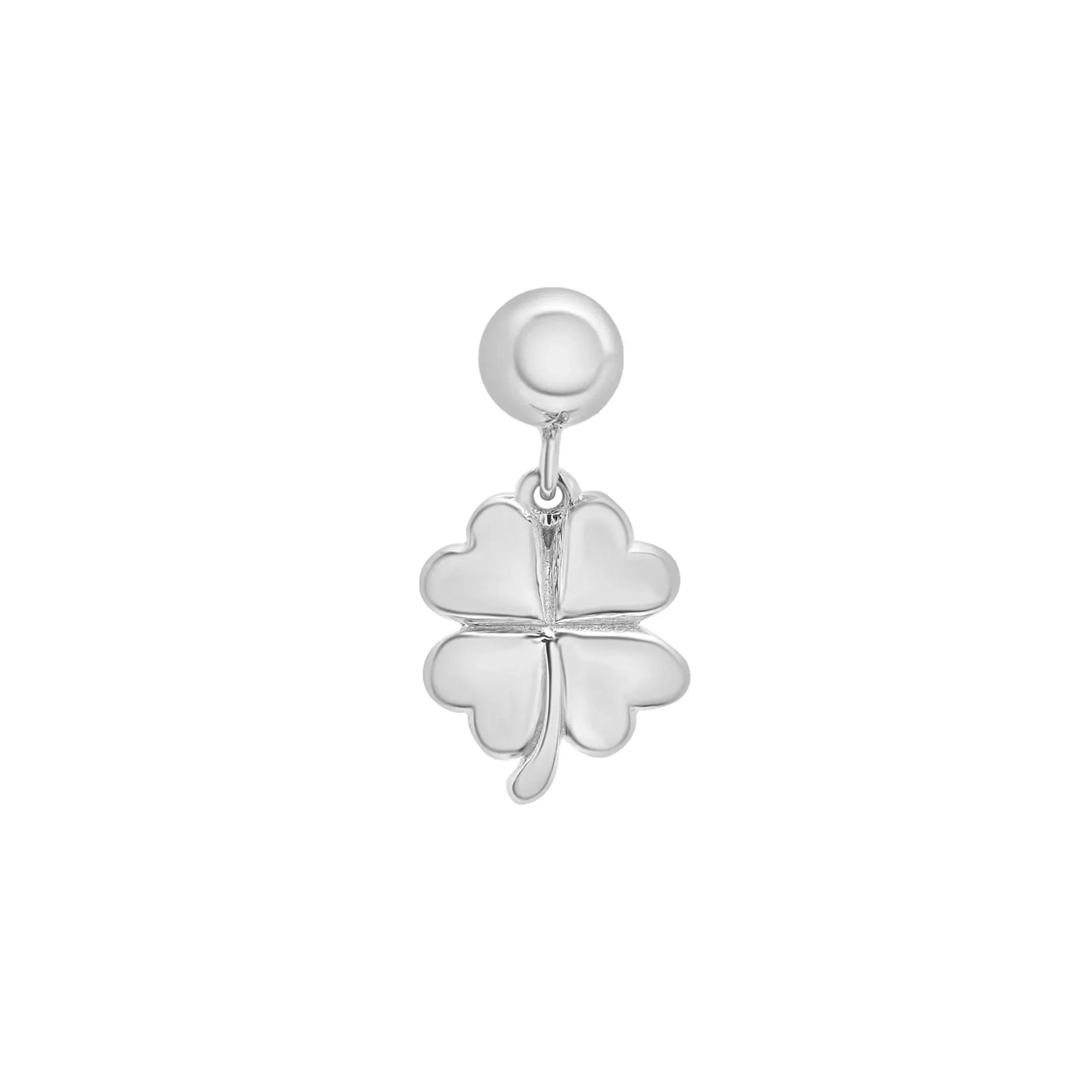 Clover Bead Charm .925 Sterling Silver White Size 14.00mm - Image 5