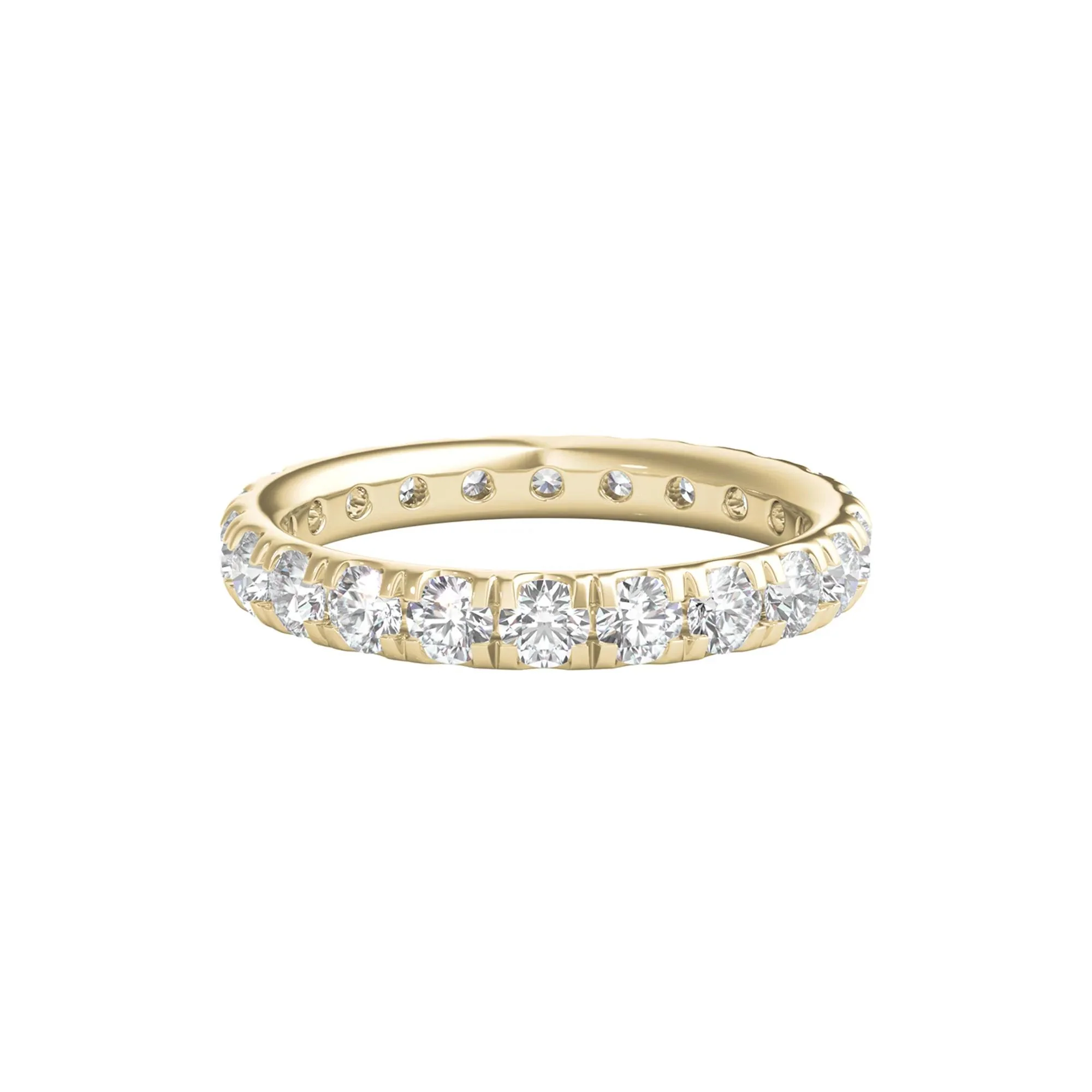 2 CT. Tw. Lab Grown Diamond Comfort Fit Eternity Band Ring 14K Yellow Gold Round Brilliant Cut Size 8.5 2mm