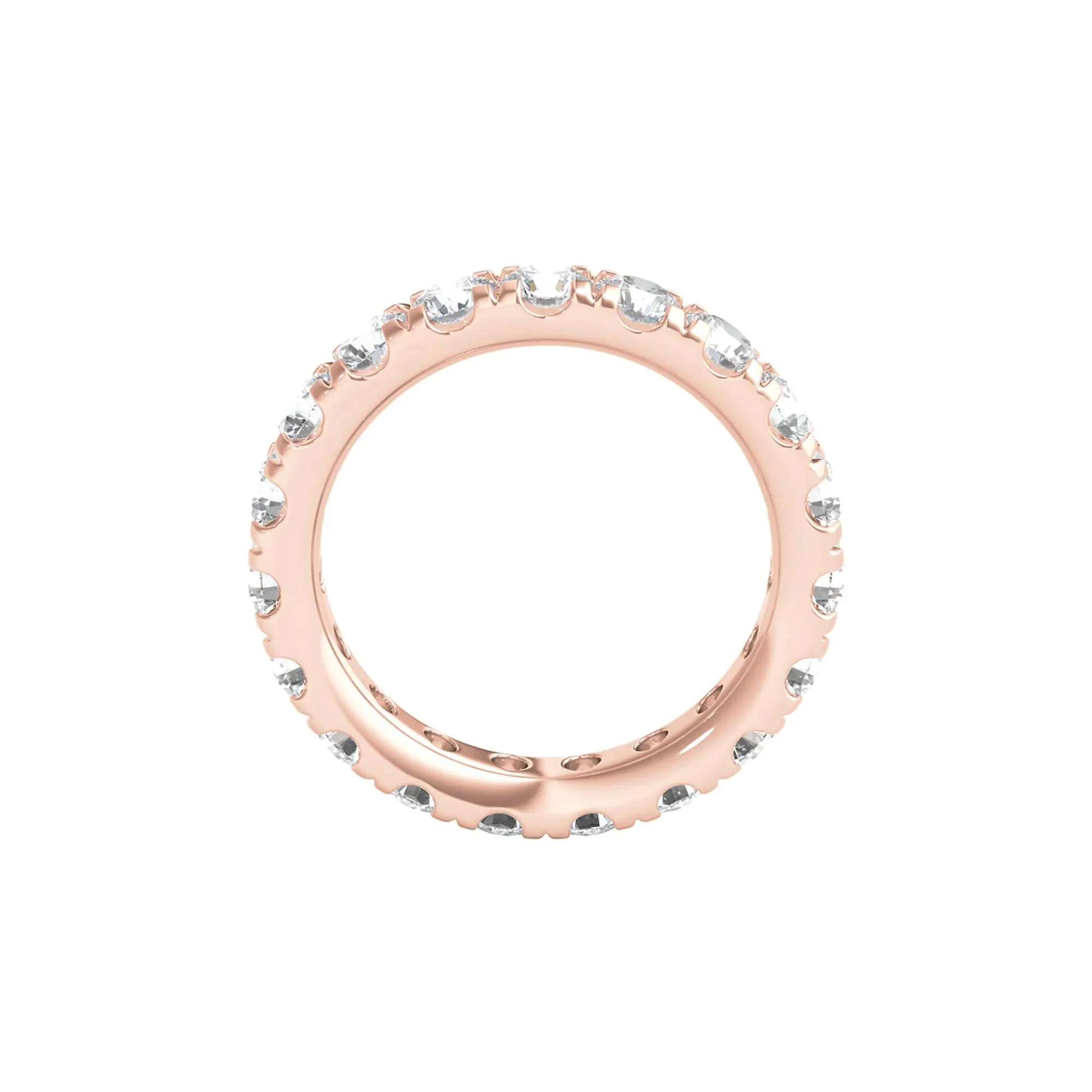 3 CT. Tw. Lab Grown Diamond Comfort Fit Eternity Band Ring 14K Rose Gold Round Brilliant Cut Size 4 2mm - Image 2