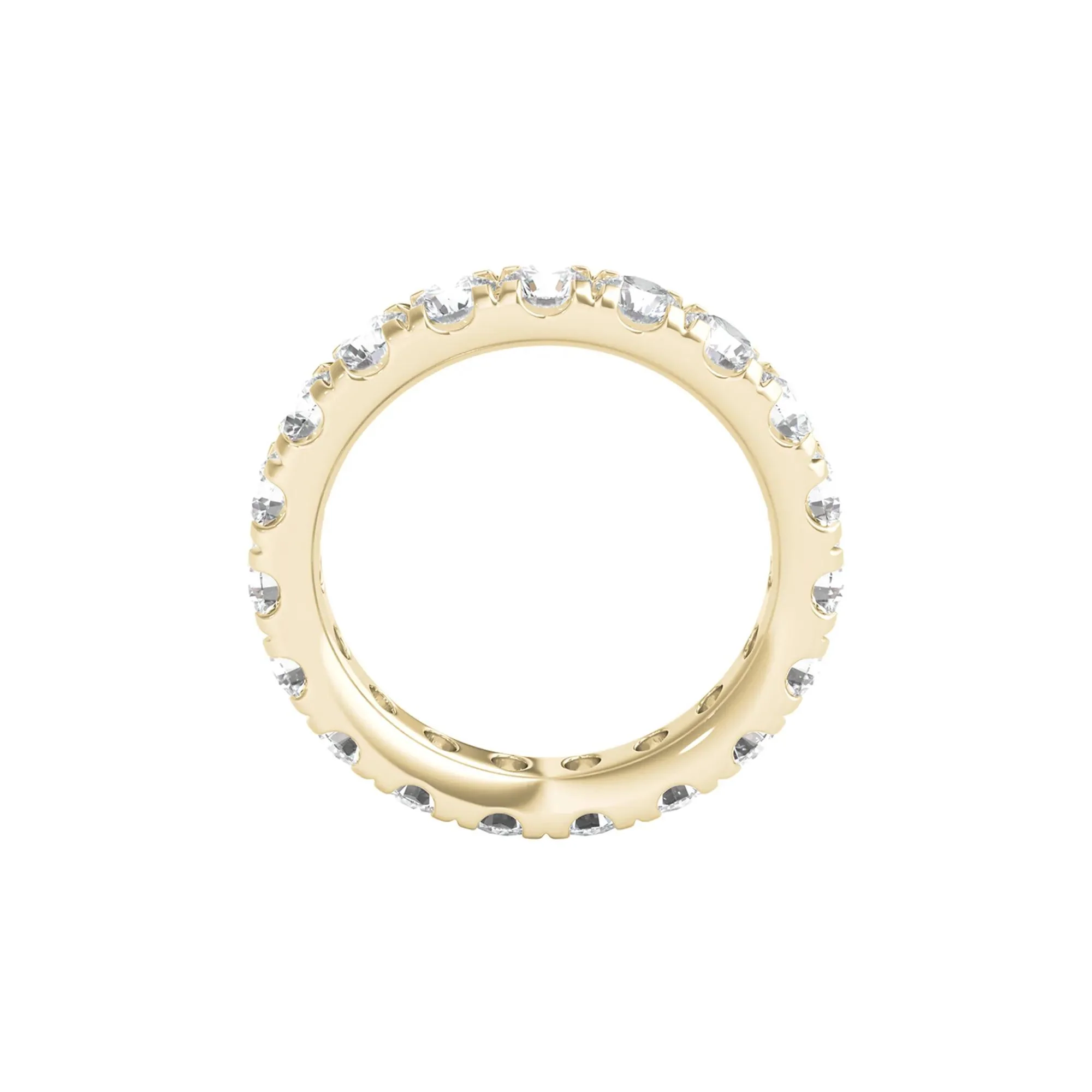 3 CT. Tw. Lab Grown Diamond Comfort Fit Eternity Band Ring 14K Yellow Gold Round Brilliant Cut Size 4 2mm - Image 2