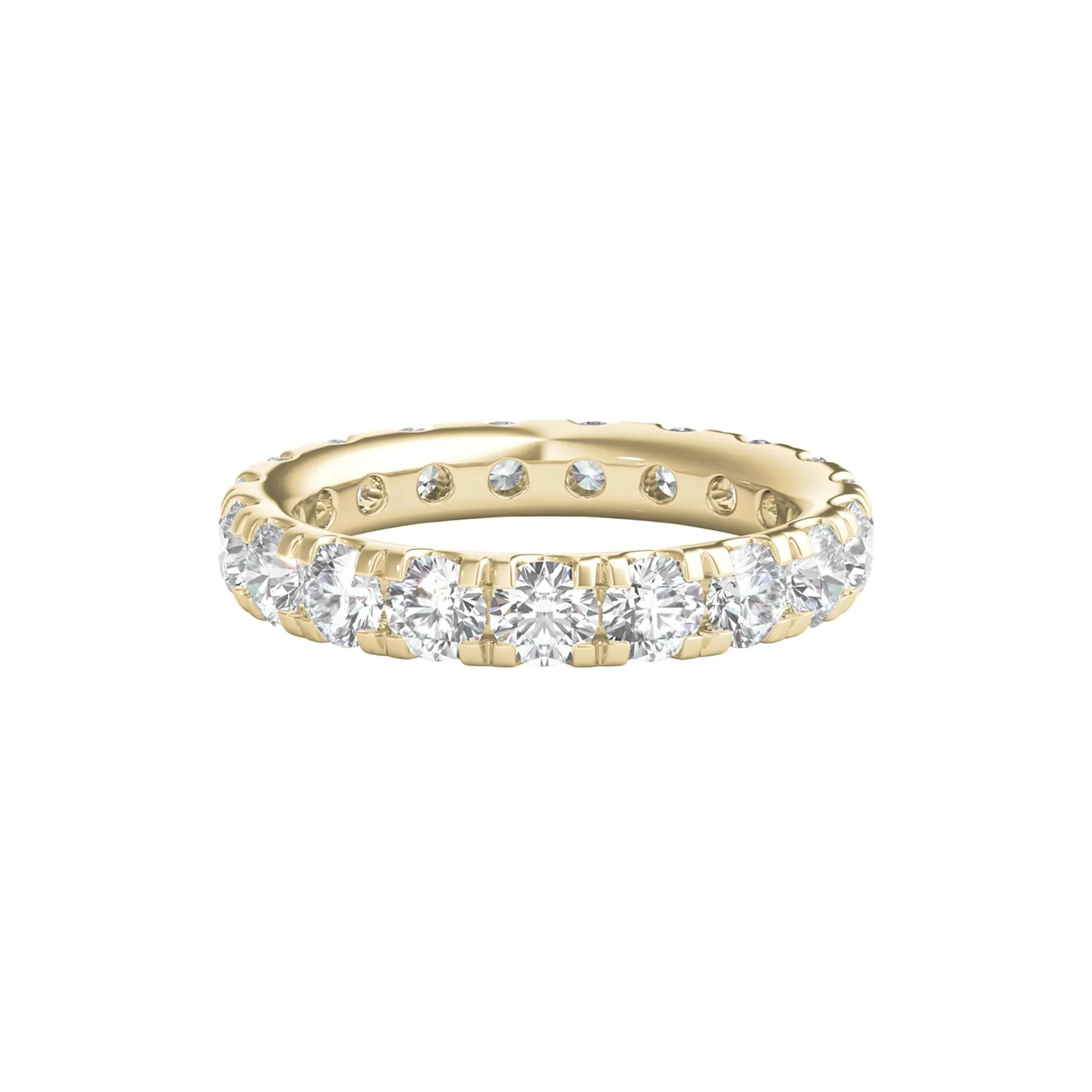 3 CT. Tw. Lab Grown Diamond Comfort Fit Eternity Band Ring 14K Yellow Gold Round Brilliant Cut Size 6.5 2mm