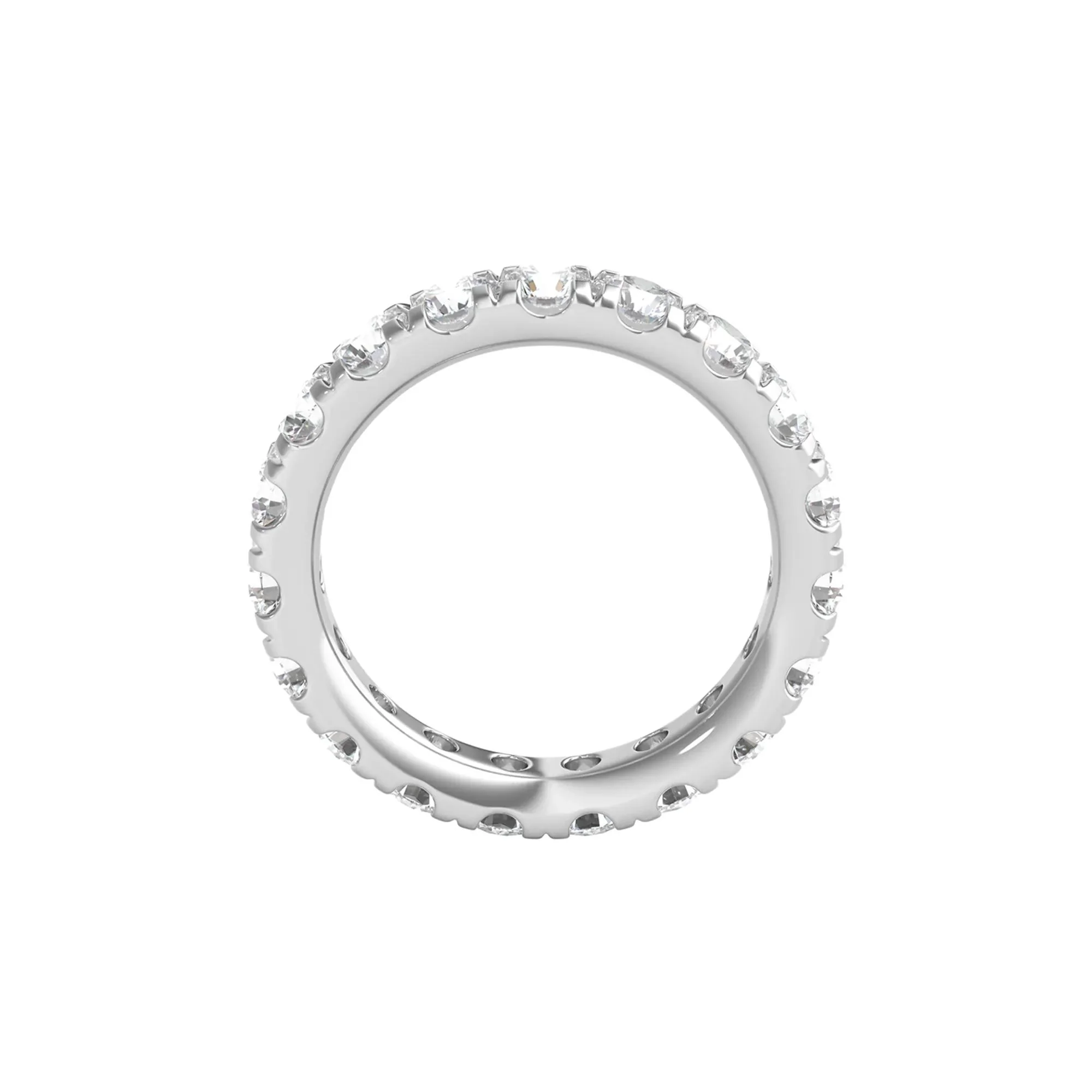 3 CT. Tw. Lab Grown Diamond Comfort Fit Eternity Band Ring Platinum Round Brilliant Cut White Size 7 2mm - Image 2