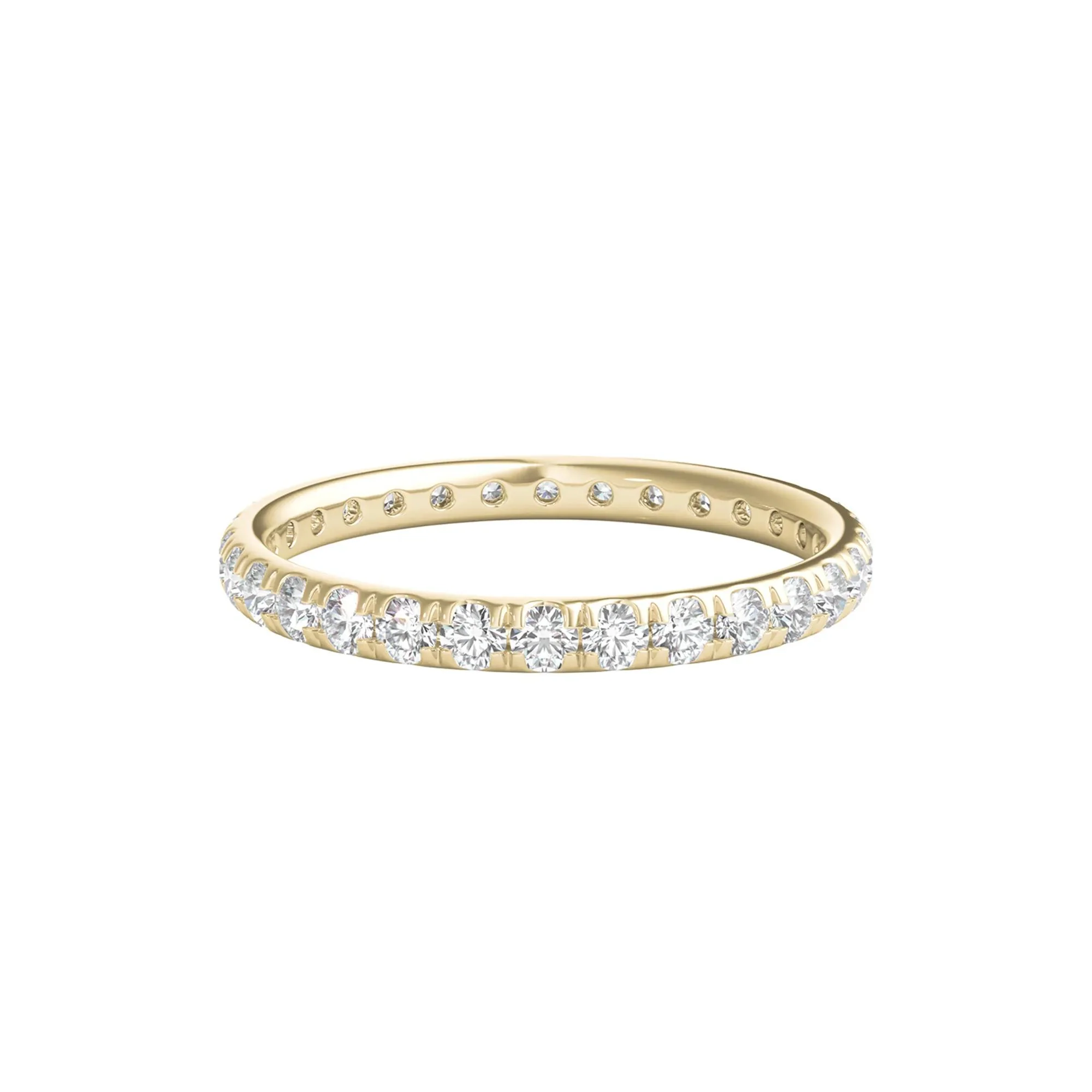 1 CT. Tw. Lab Grown Diamond Comfort Fit Eternity Band Ring 14K Yellow Gold Round Brilliant Cut Size 5.5 2mm
