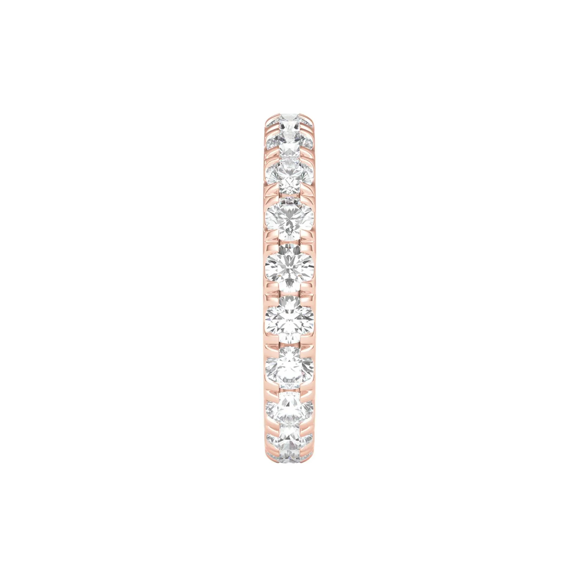 2 CT. Tw. Diamond Wedding Band Ring with Eternity Setting 14K Rose Gold Round Brilliant Cut Size 9 2mm - Image 3
