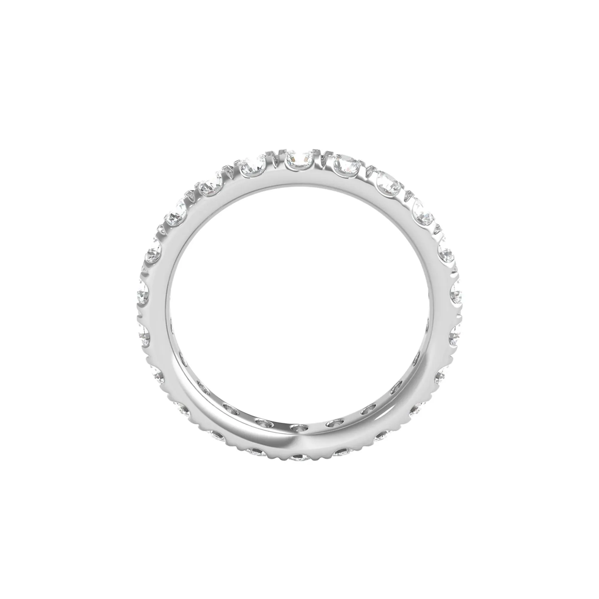 2 CT. Tw. Diamond Wedding Band Ring with Eternity Setting 14K White Gold Round Brilliant Cut Size 7 2mm - Image 2
