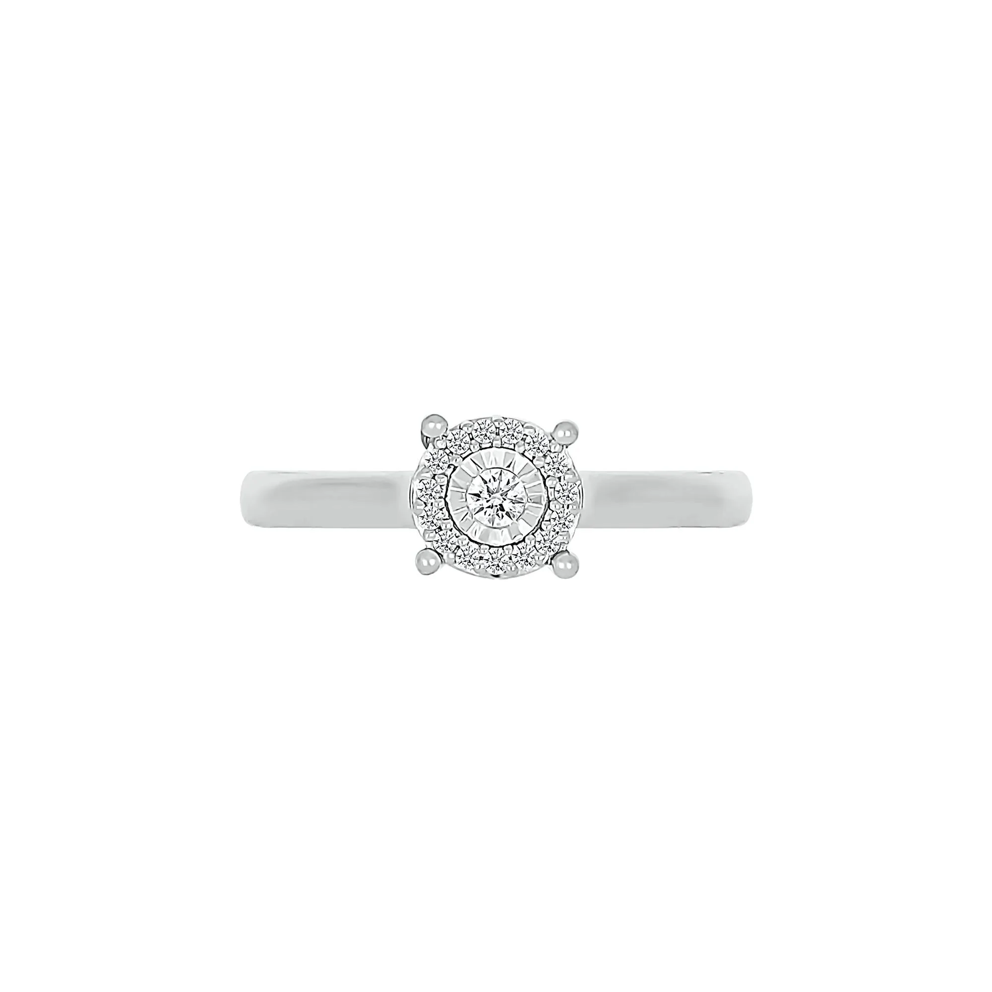 1/4 CT. Tw. Diamond Halo Promise Ring .925 Sterling Silver Round Brilliant Cut White Size 6.5 - Image 5