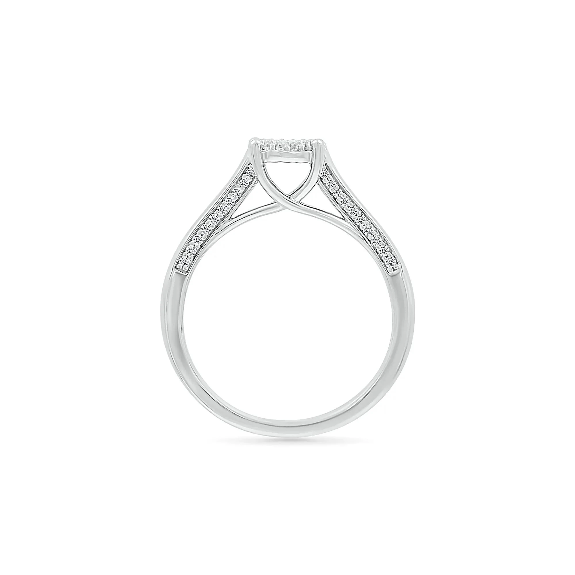 1/4 CT. Tw. Diamond Halo Promise Ring .925 Sterling Silver Round Brilliant Cut White Size 7.5 - Image 2
