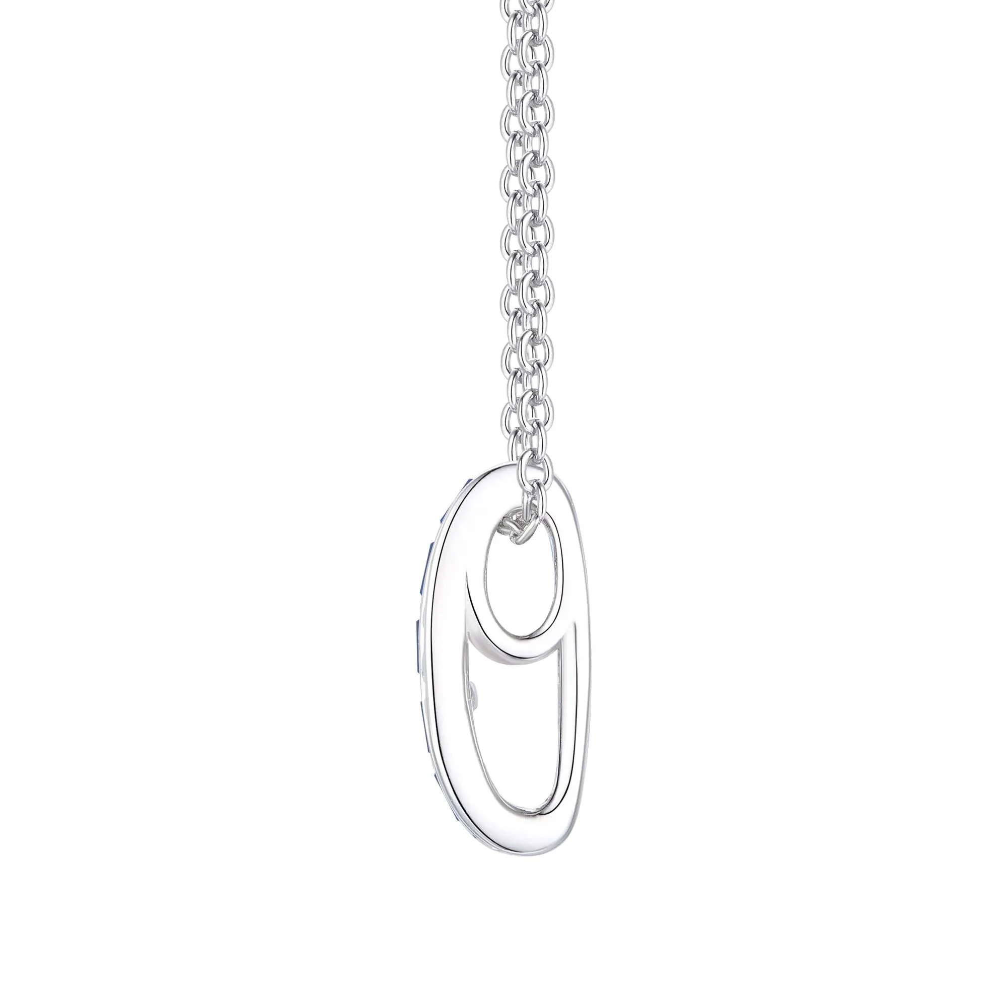 1/5 CT. Tw. Blue Sapphire and Diamond Pendant Necklace 10K White Gold Size 18" - Image 2