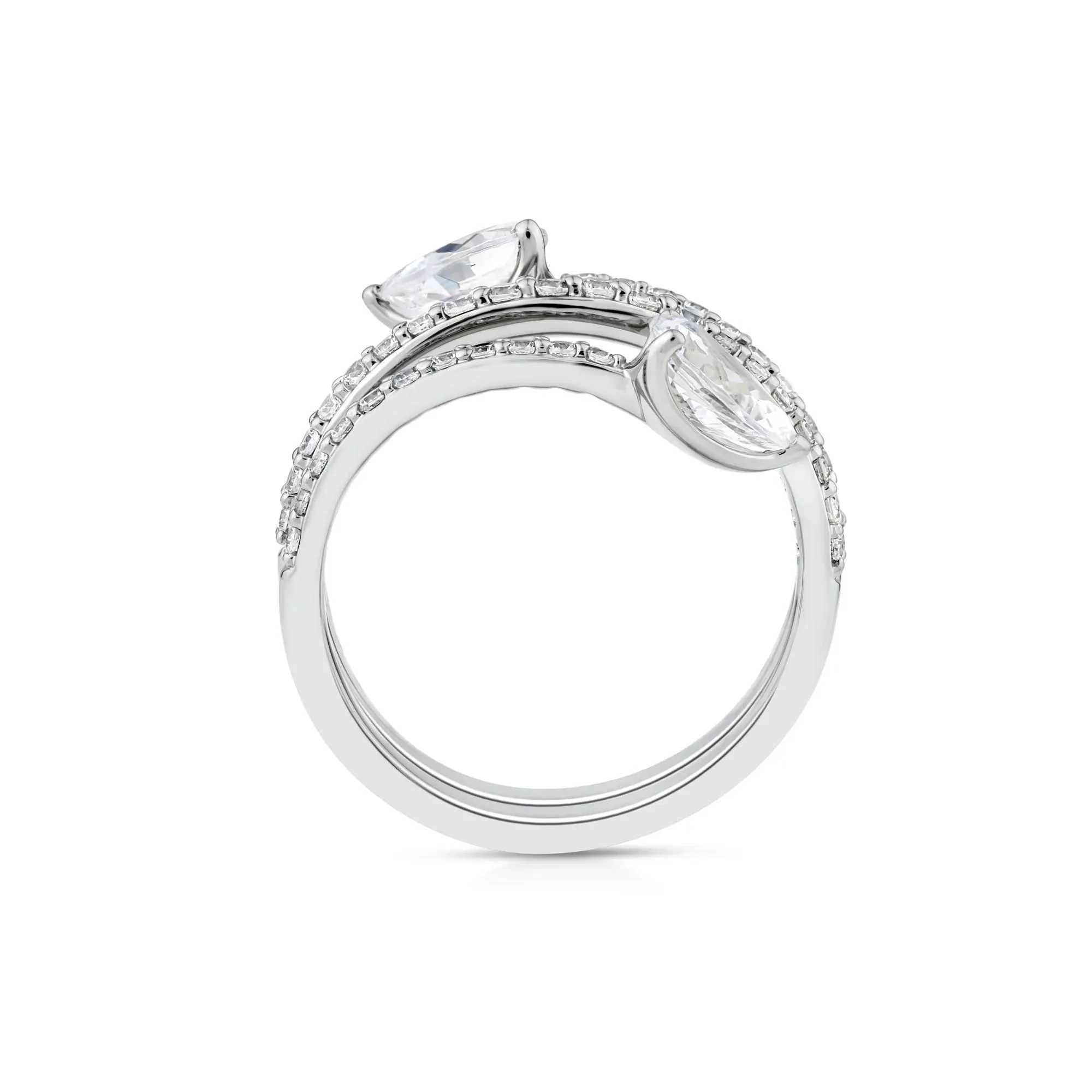 1/2 CT. Tw. Lab Grown Diamond Wrap Ring 10K White Gold Round Brilliant Cut Size 7 - Image 2