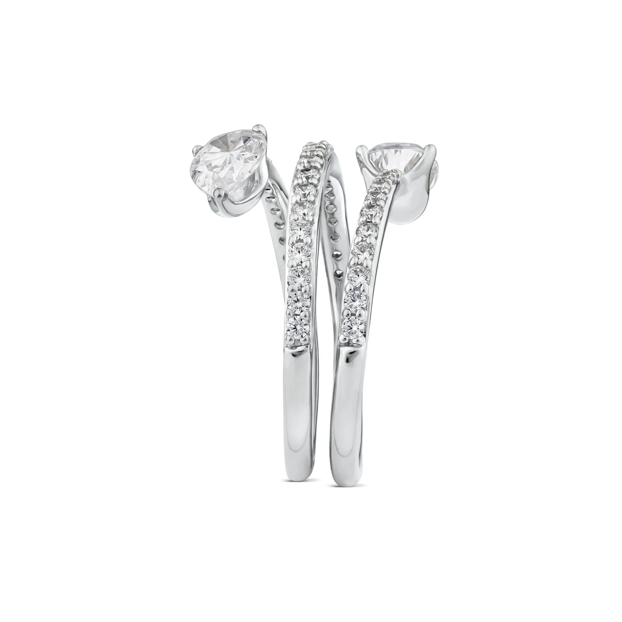1/2 CT. Tw. Lab Grown Diamond Wrap Ring 10K White Gold Round Brilliant Cut Size 7.5 - Image 3