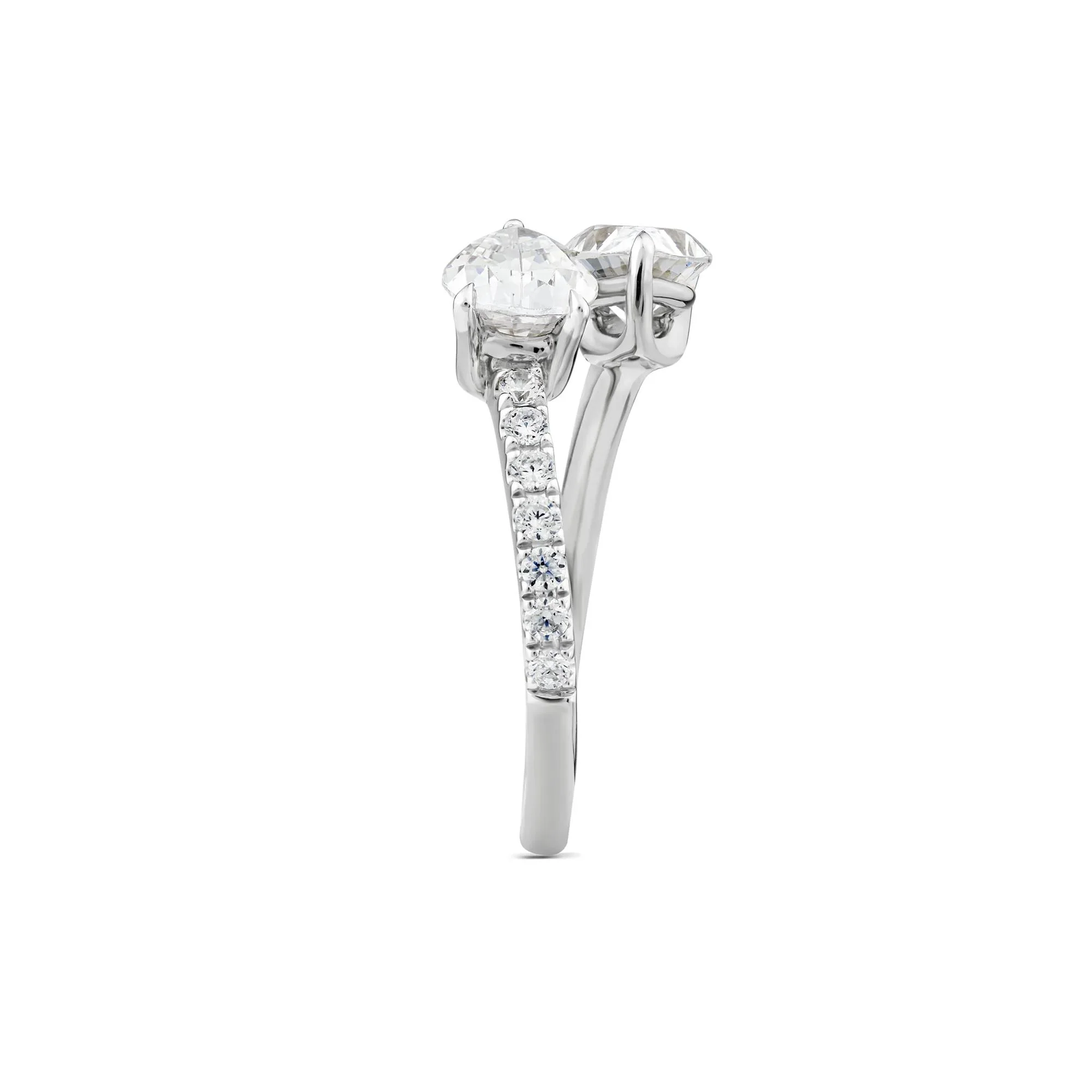 1 3/4 CT. Tw. Lab Grown Diamond Bypass Ring 10K White Gold Round Brilliant Cut Size 9 - Image 3