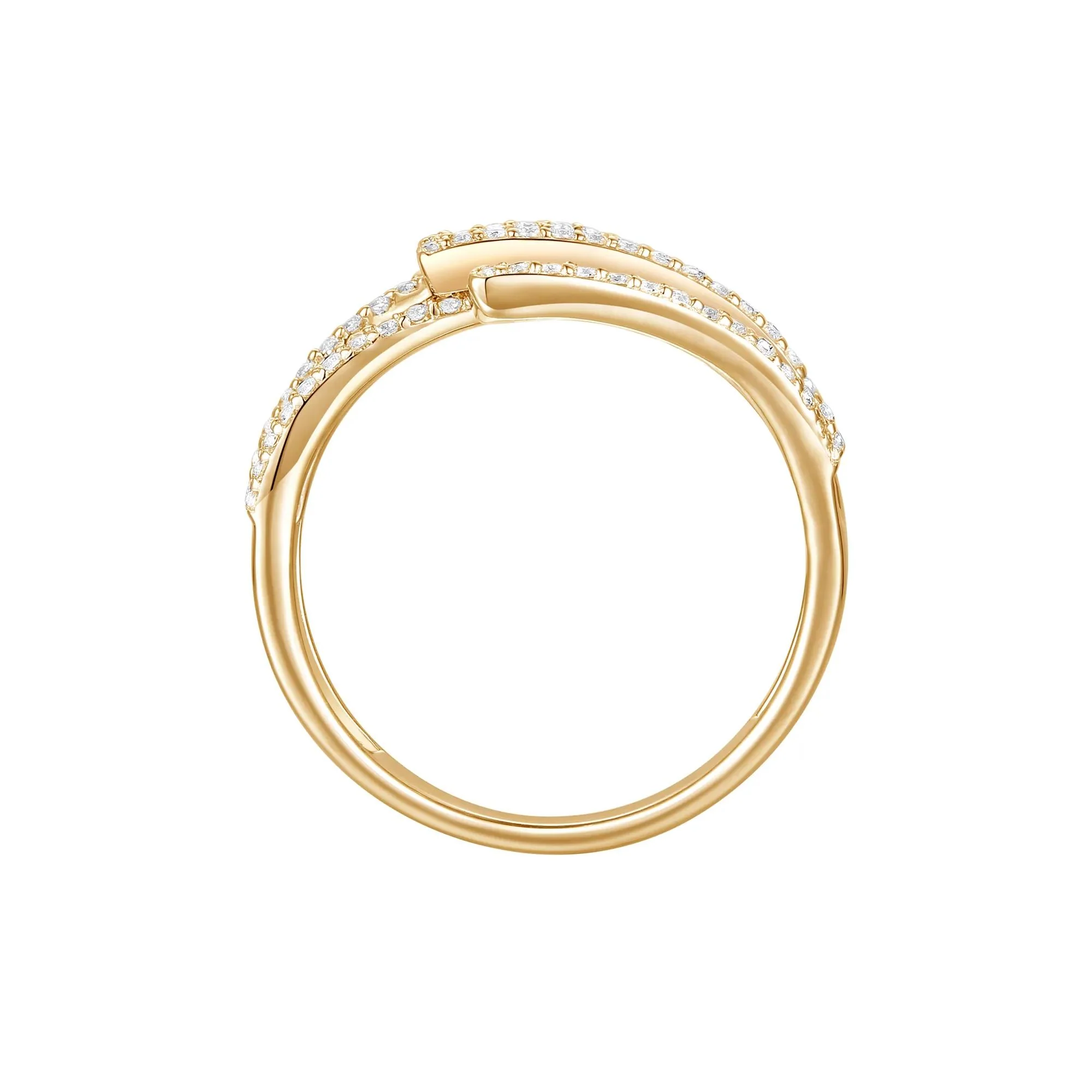 1/2 CT. Tw. Ruby and Diamond Ribbon Ring 10K Yellow Gold Round Brilliant Cut Size 8.5 1mm - Image 2