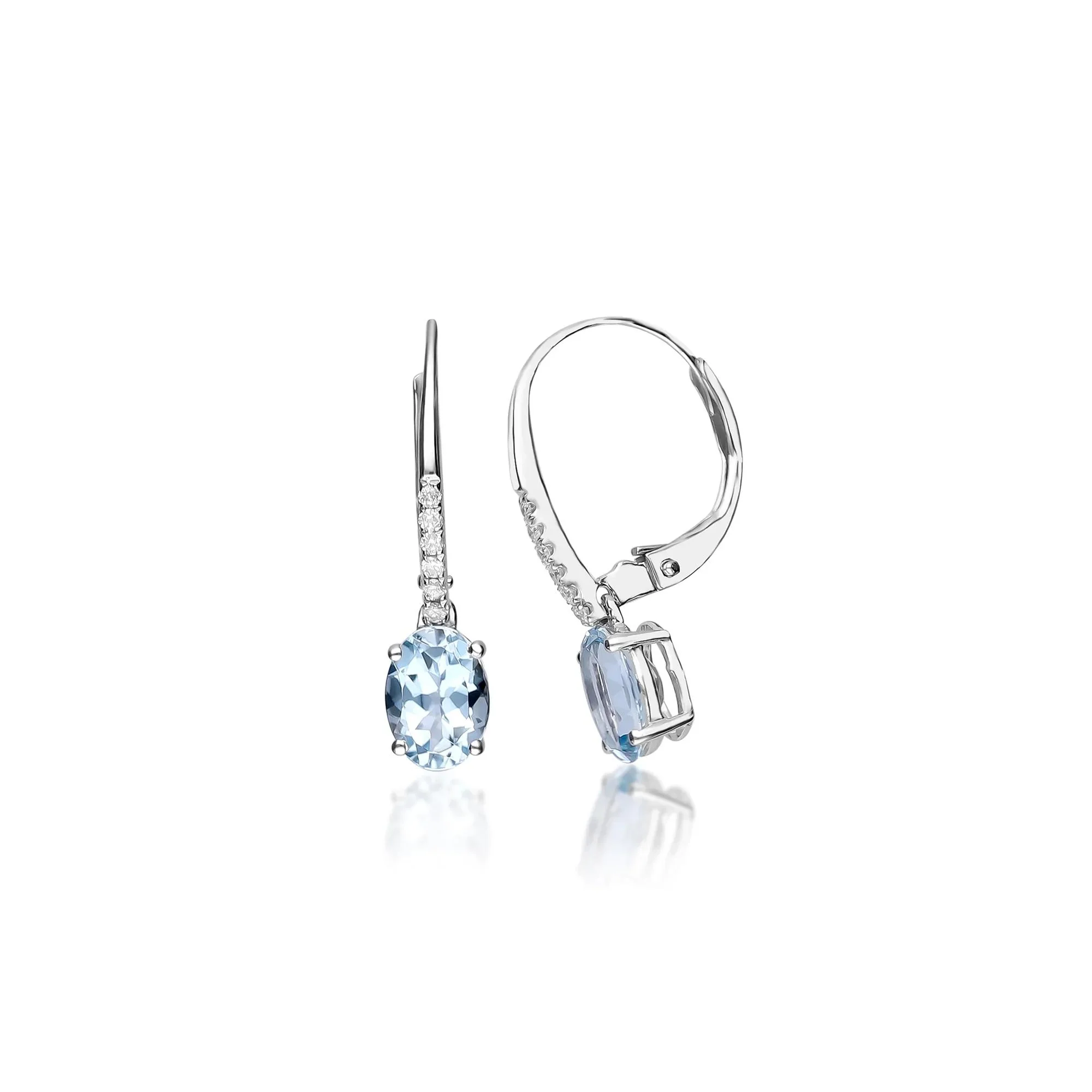 Aquamarine and Diamond Accent Drop Earrings 10K White Gold Size 5.00mm - Image 3