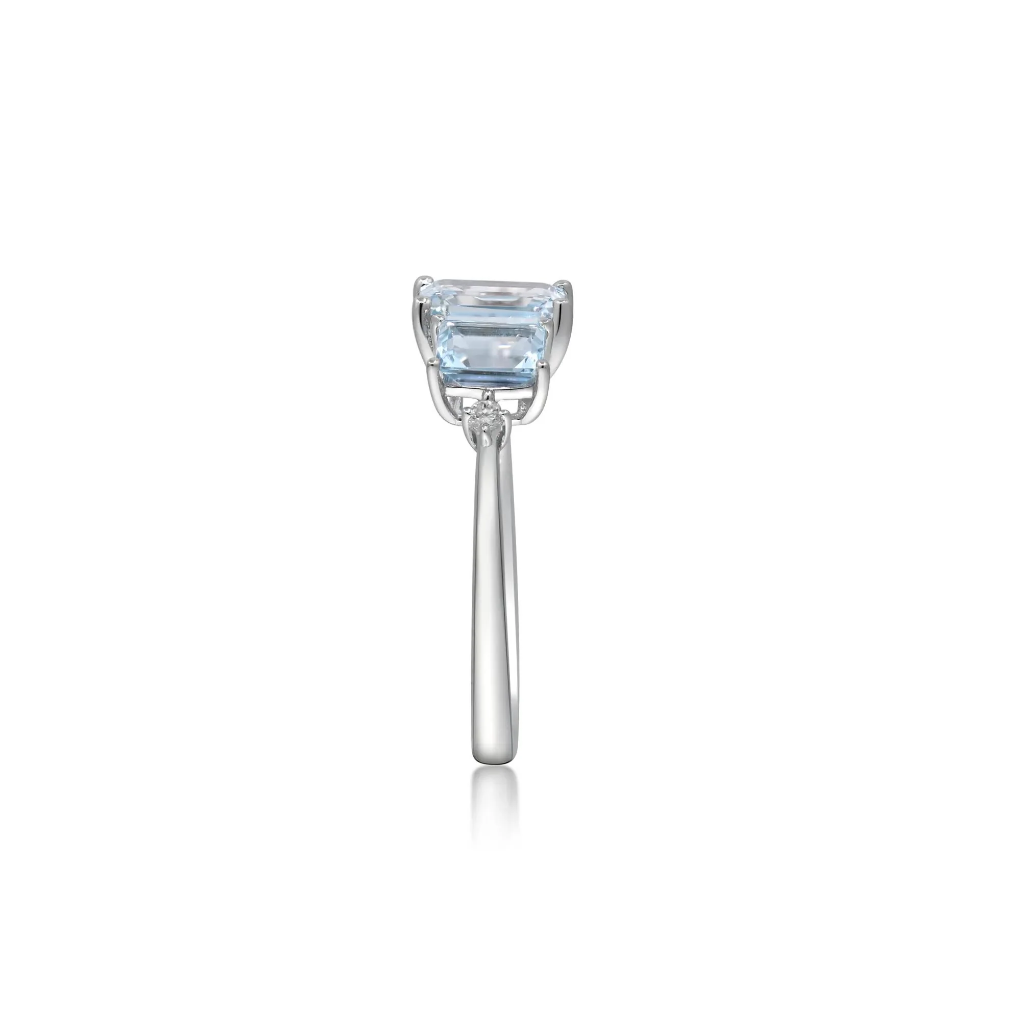 Aquamarine and Diamond Accent Ring 10K White Gold Round Brilliant Cut Size 7 2mm - Image 3
