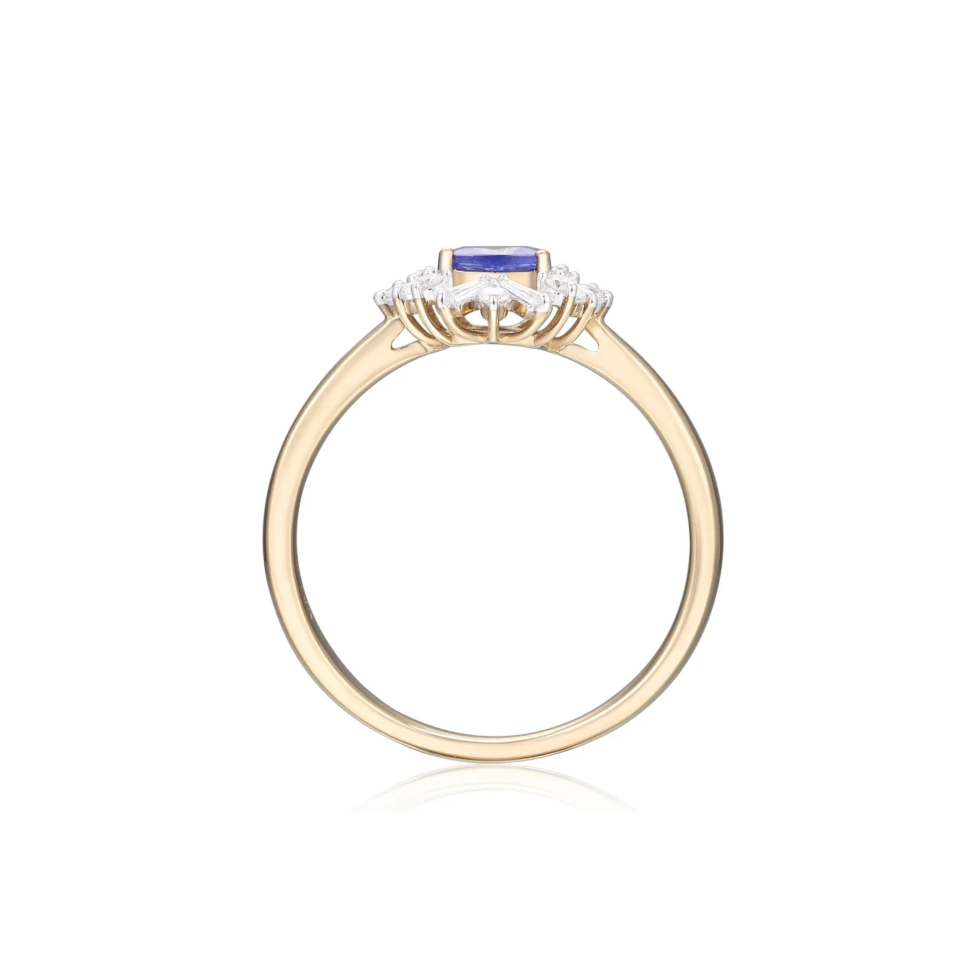 1/4 CT. Tw. Tanzanite and Diamond Ring 10K Yellow Gold Round Brilliant Cut Size 7 - Image 2