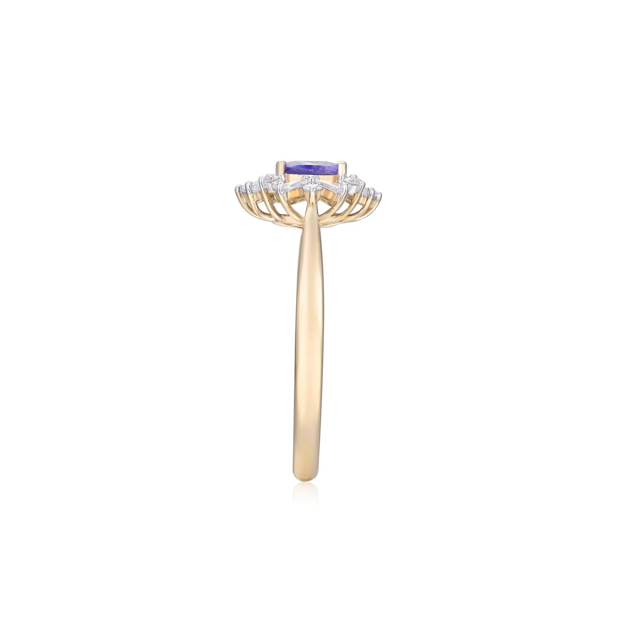 1/4 CT. Tw. Tanzanite and Diamond Ring 10K Yellow Gold Round Brilliant Cut Size 7.5 - Image 3