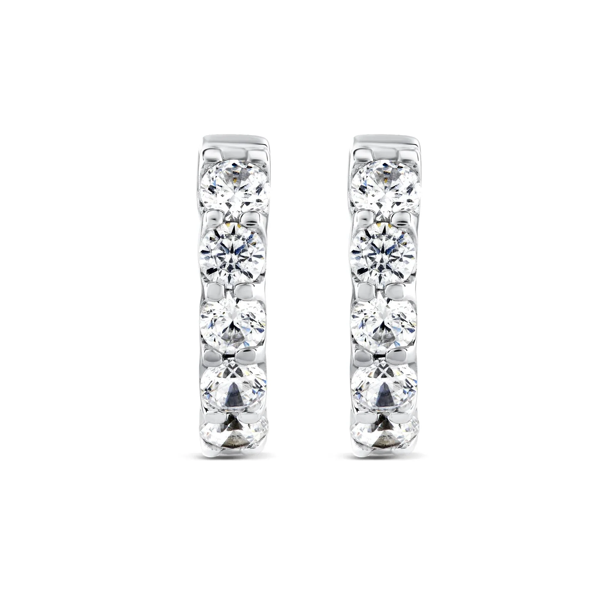 2 CT. Tw. Lab Grown Diamond Hoop Earrings 10K White Gold Size 13.50mm - Image 2