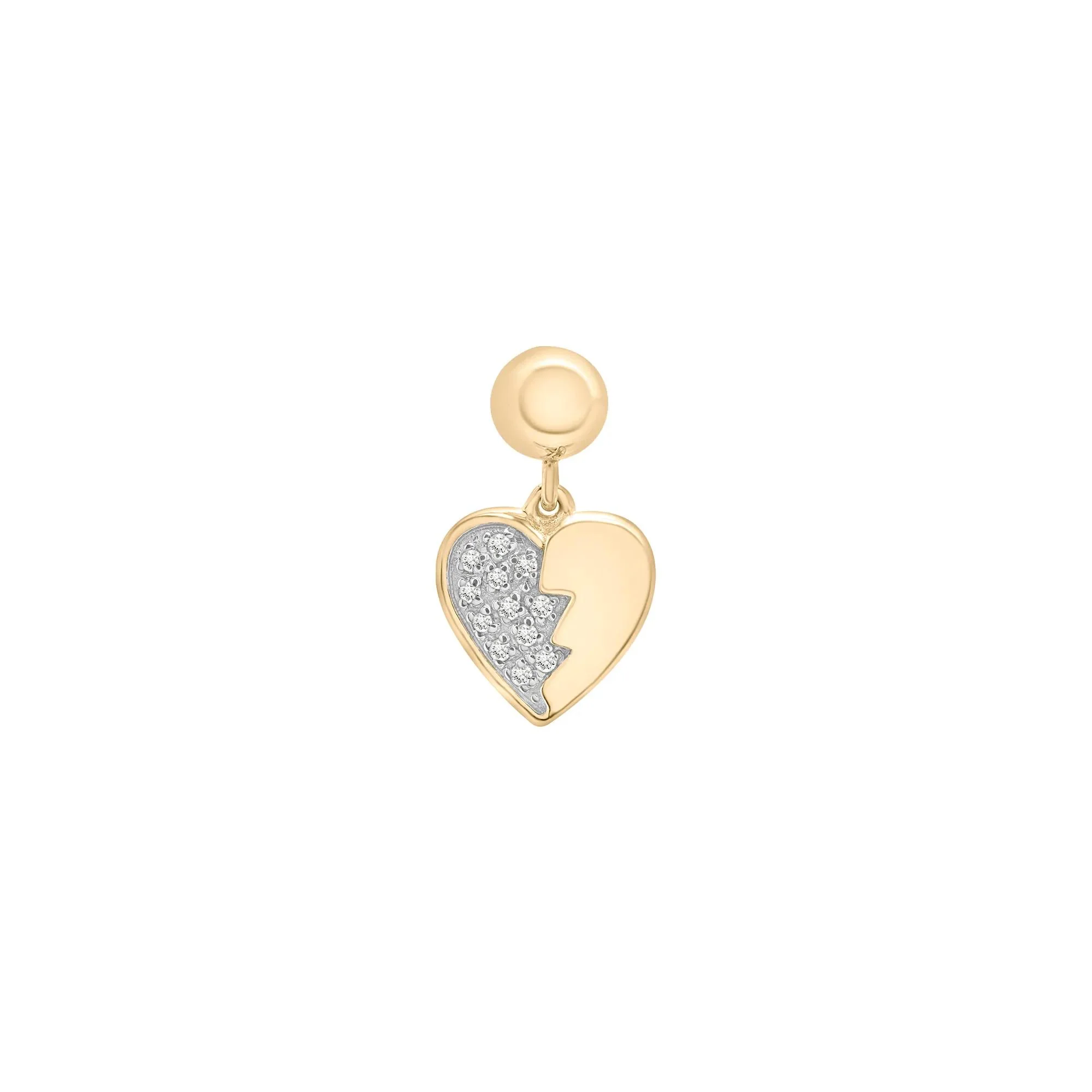 Diamond Accent Broken Heart Bead Charm .925 Sterling Silver White Size 13.00mm - Image 3