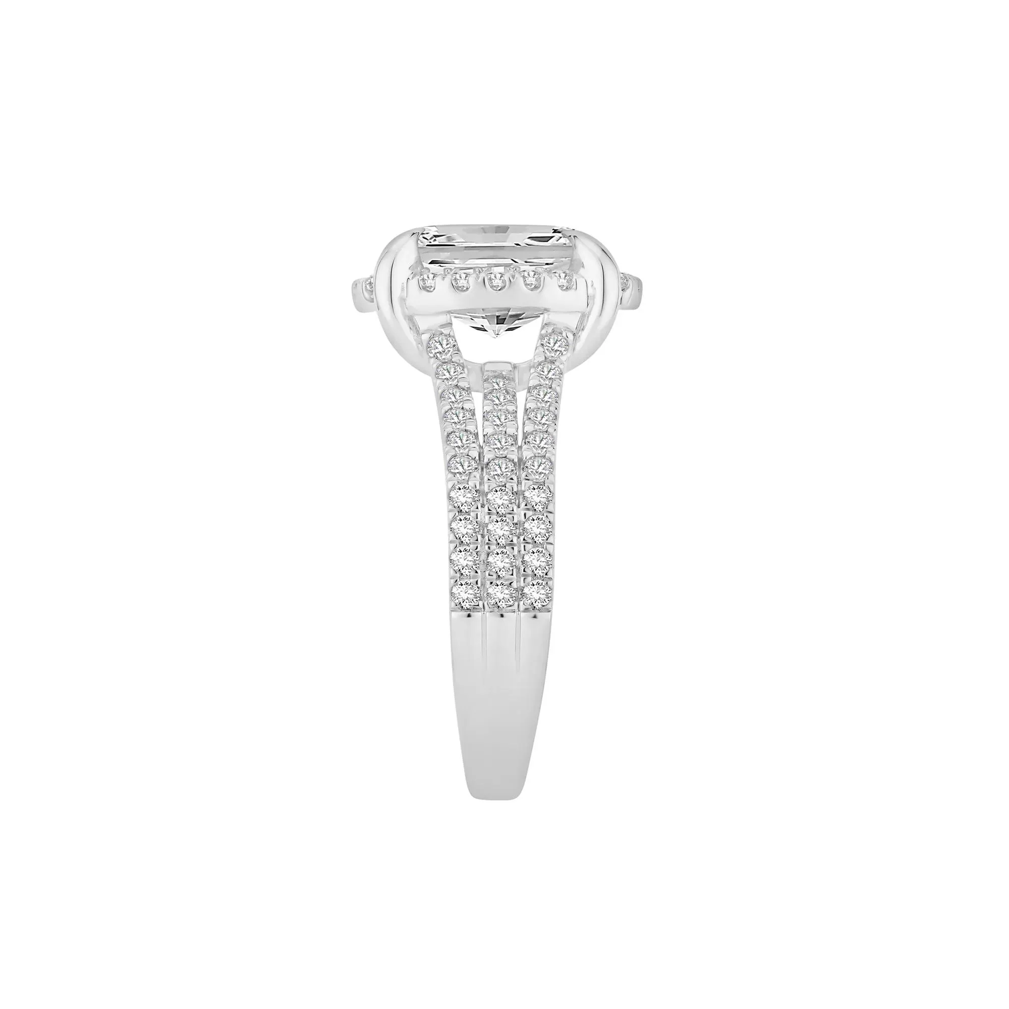 3/4 CT. Tw. Lab Grown Diamond Oval Engagement Ring 14K White Gold Round Brilliant Cut Size 9 - Image 3