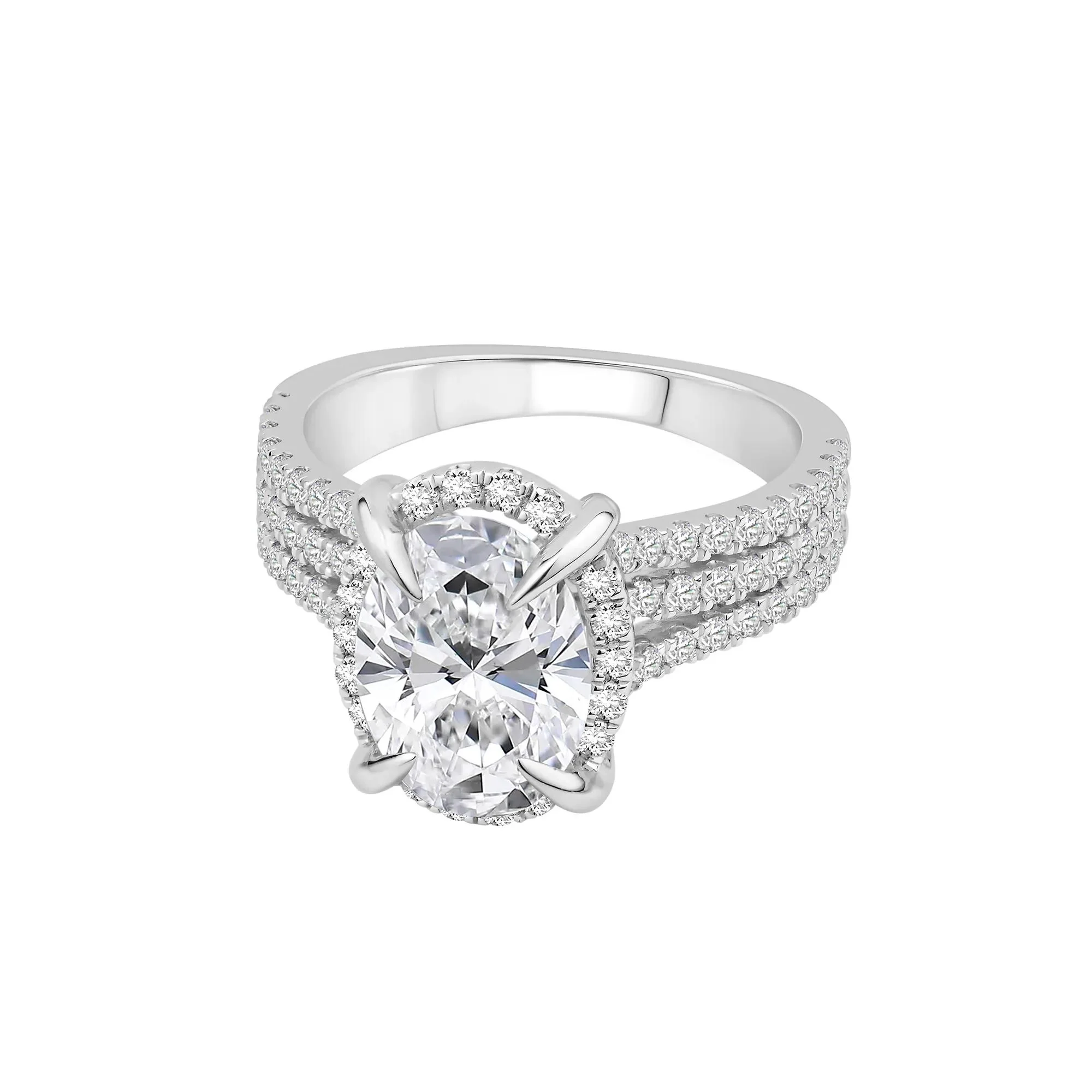 3/4 CT. Tw. Lab Grown Diamond Oval Engagement Ring 14K White Gold Round Brilliant Cut Size 9 - Image 4
