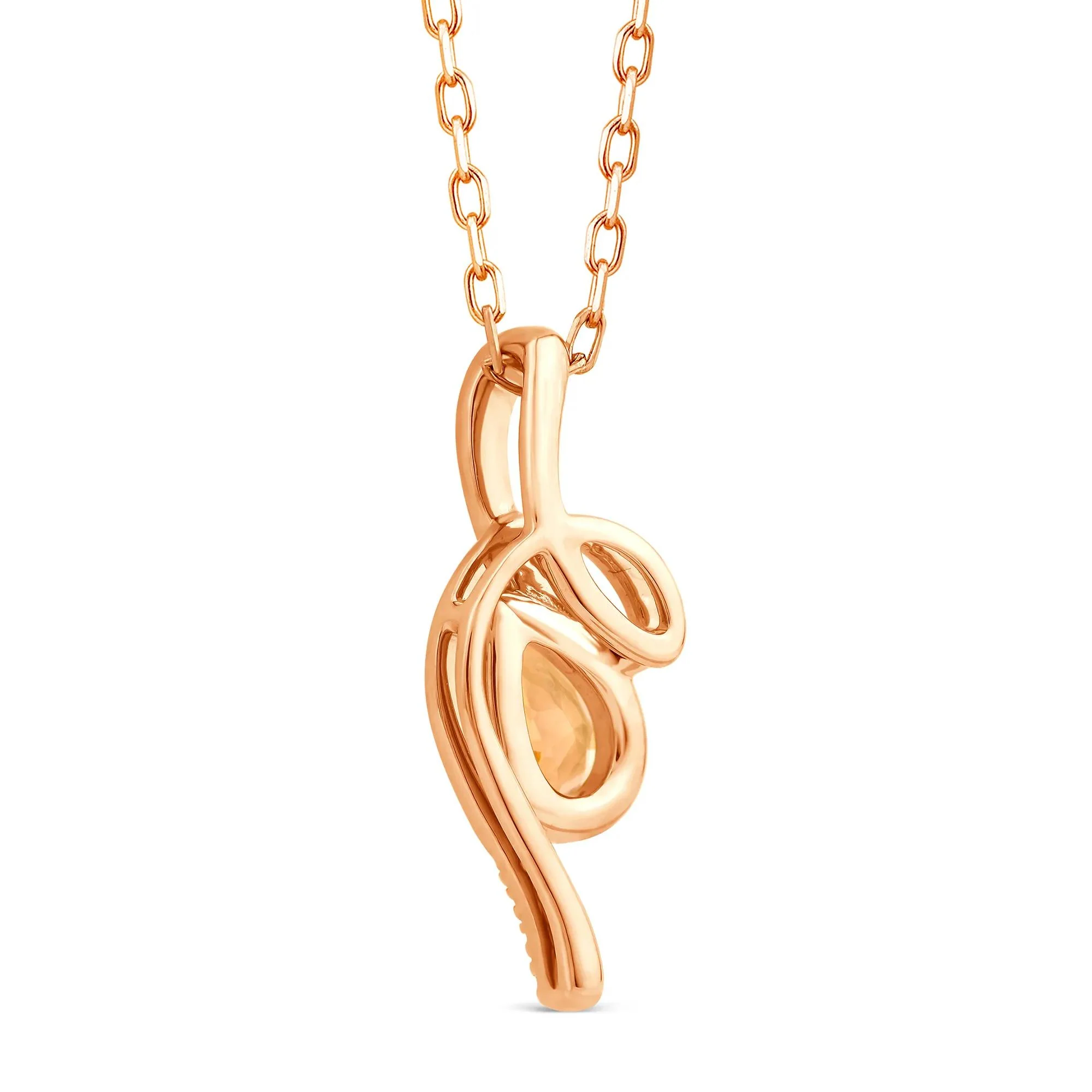 Morganite and Diamond Accent Pendant Necklace 10K Rose Gold Size 18" - Image 3