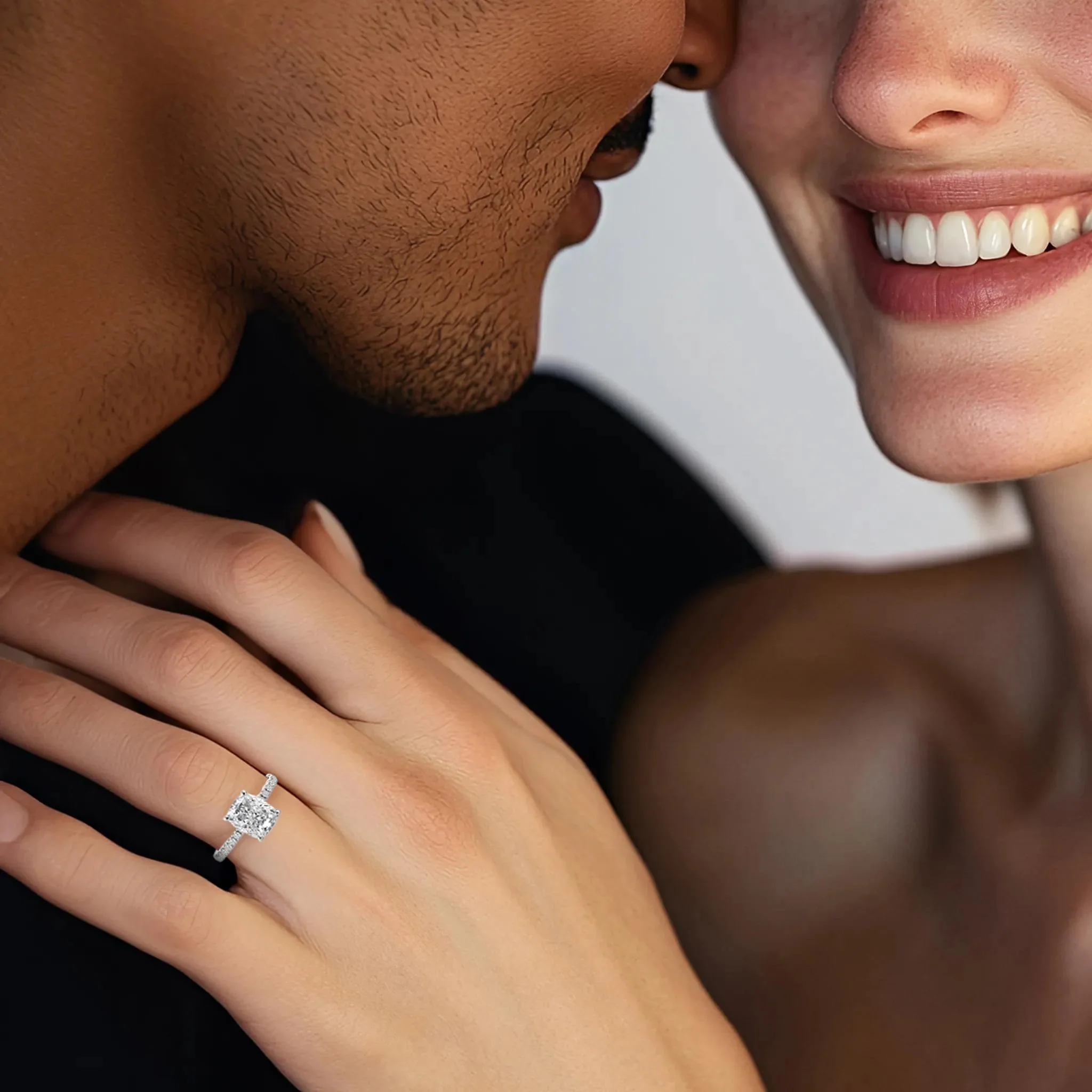2 1/4 CT. Tw. Lab Grown Diamond Elongated Cushion Engagement Ring 14K White Gold Round Brilliant Cut Size 6 - Image 5