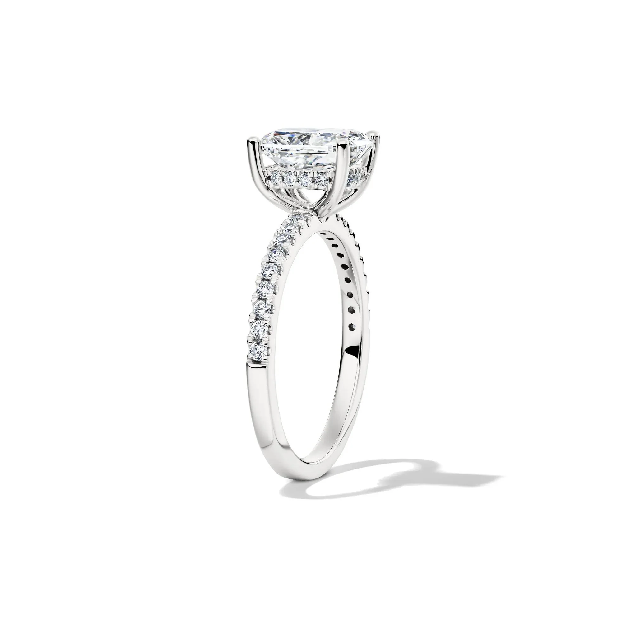 2 1/4 CT. Tw. Lab Grown Diamond Elongated Cushion Engagement Ring 14K White Gold Round Brilliant Cut Size 8.5 - Image 3
