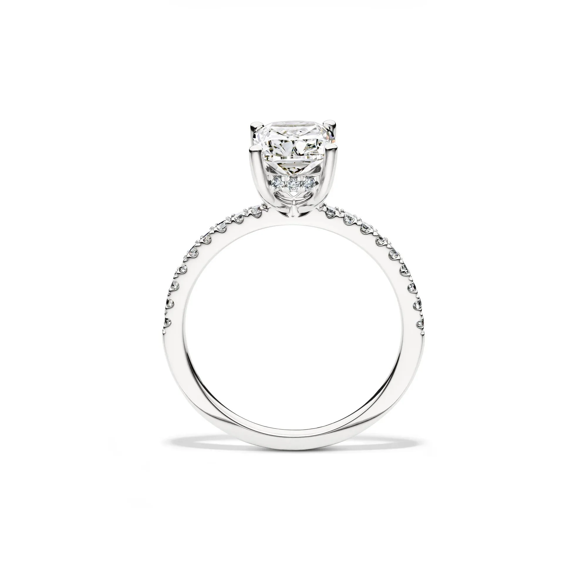 2 1/4 CT. Tw. Lab Grown Diamond Elongated Cushion Engagement Ring 14K White Gold Round Brilliant Cut Size 9 - Image 2