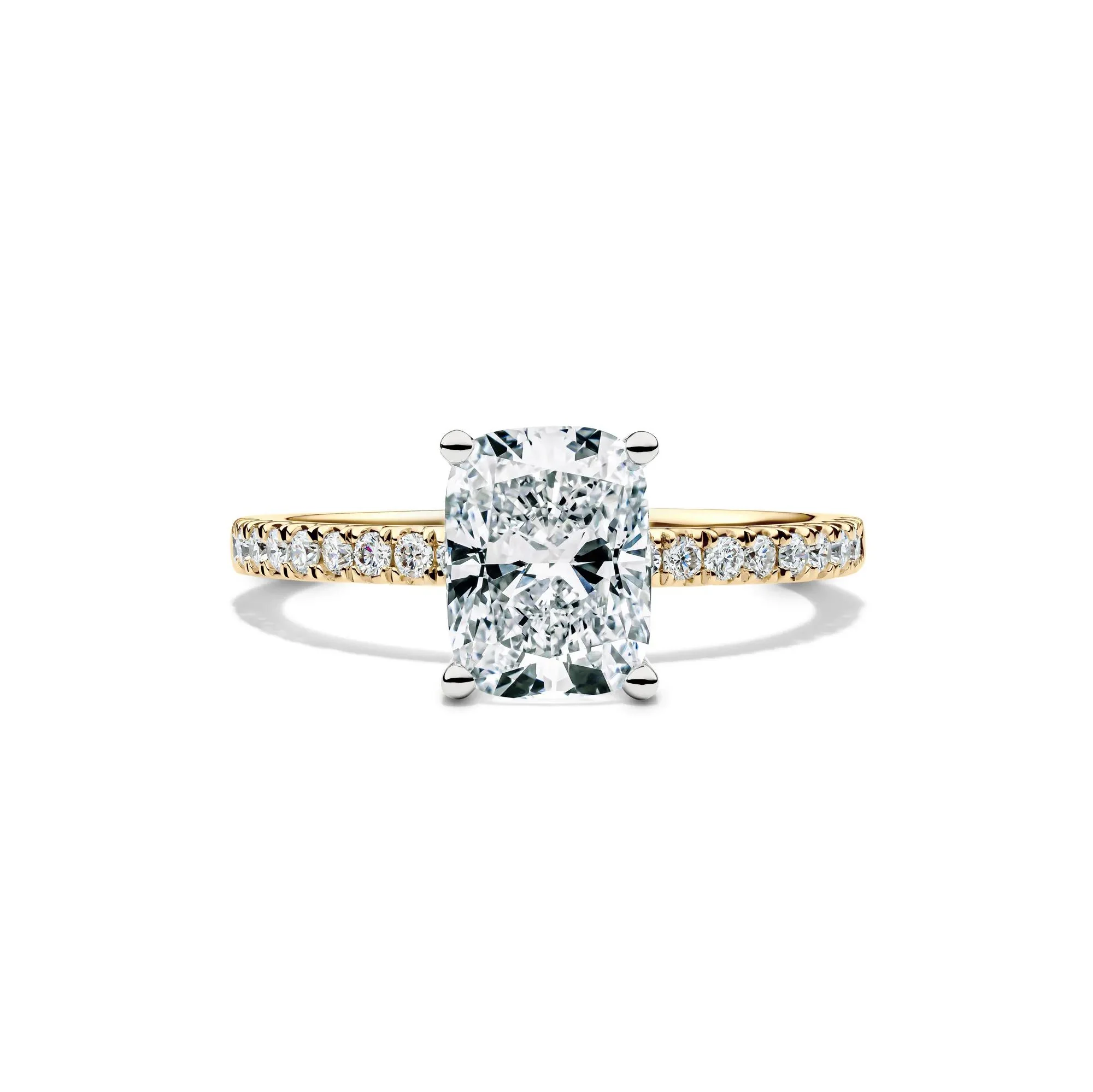 2 1/4 CT. Tw. Lab Grown Diamond Elongated Cushion Engagement Ring 14K Yellow Gold Round Brilliant Cut Size 5