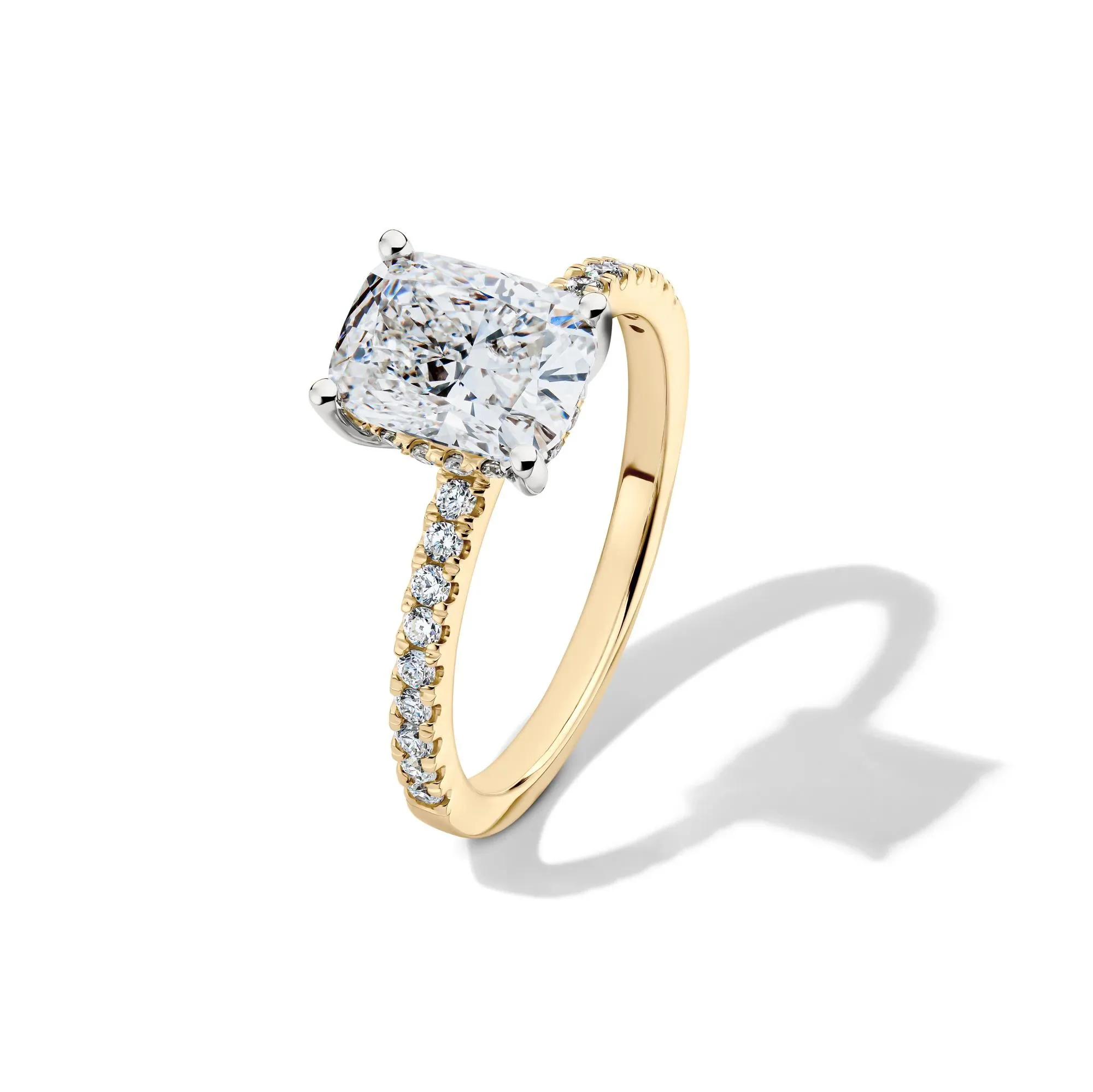 2 1/4 CT. Tw. Lab Grown Diamond Elongated Cushion Engagement Ring 14K Yellow Gold Round Brilliant Cut Size 8.5 - Image 4