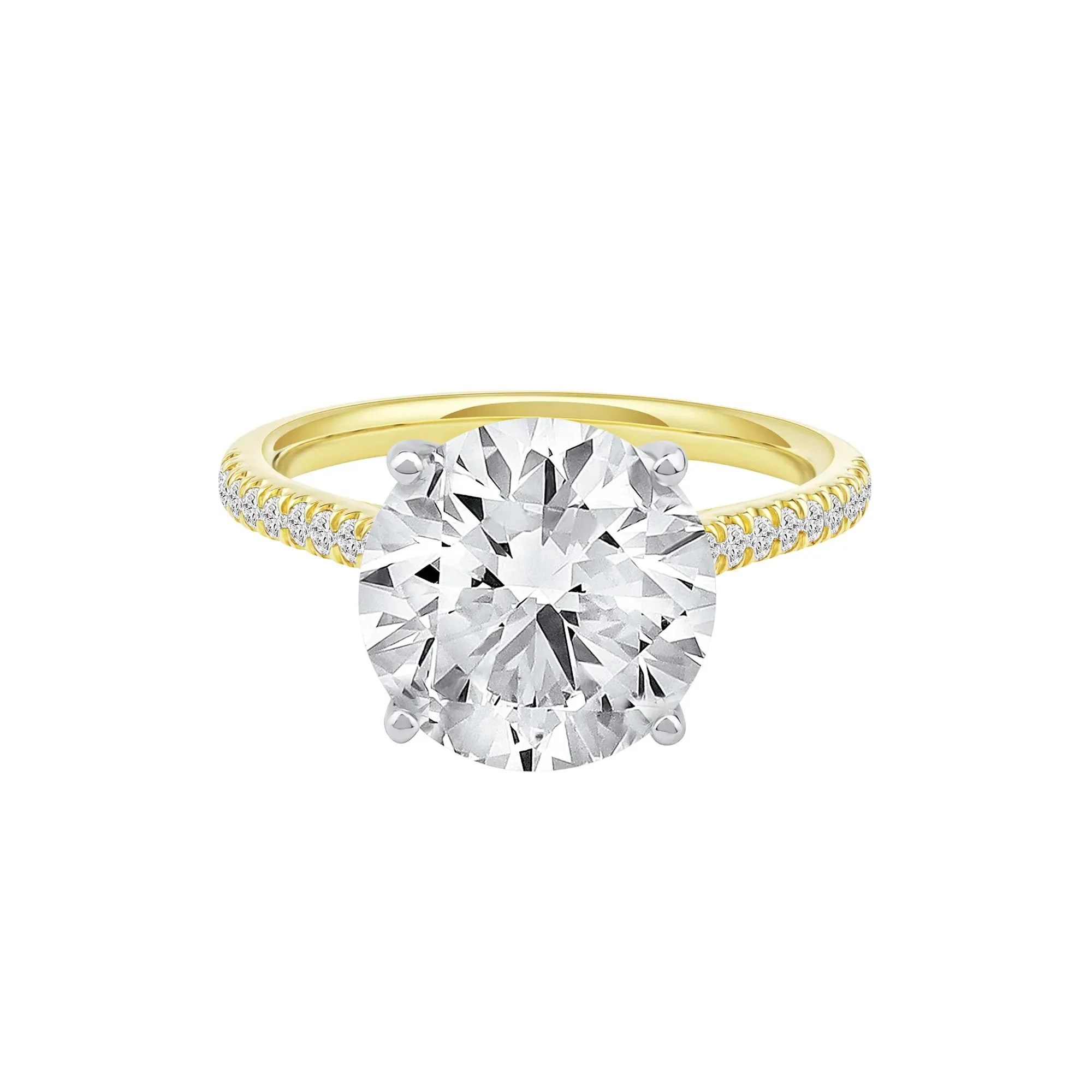 5 1/3 CT. Tw. Lab Grown Diamond Round Engagement Ring 14K Yellow Gold Round Brilliant Cut Size 6.5 2mm