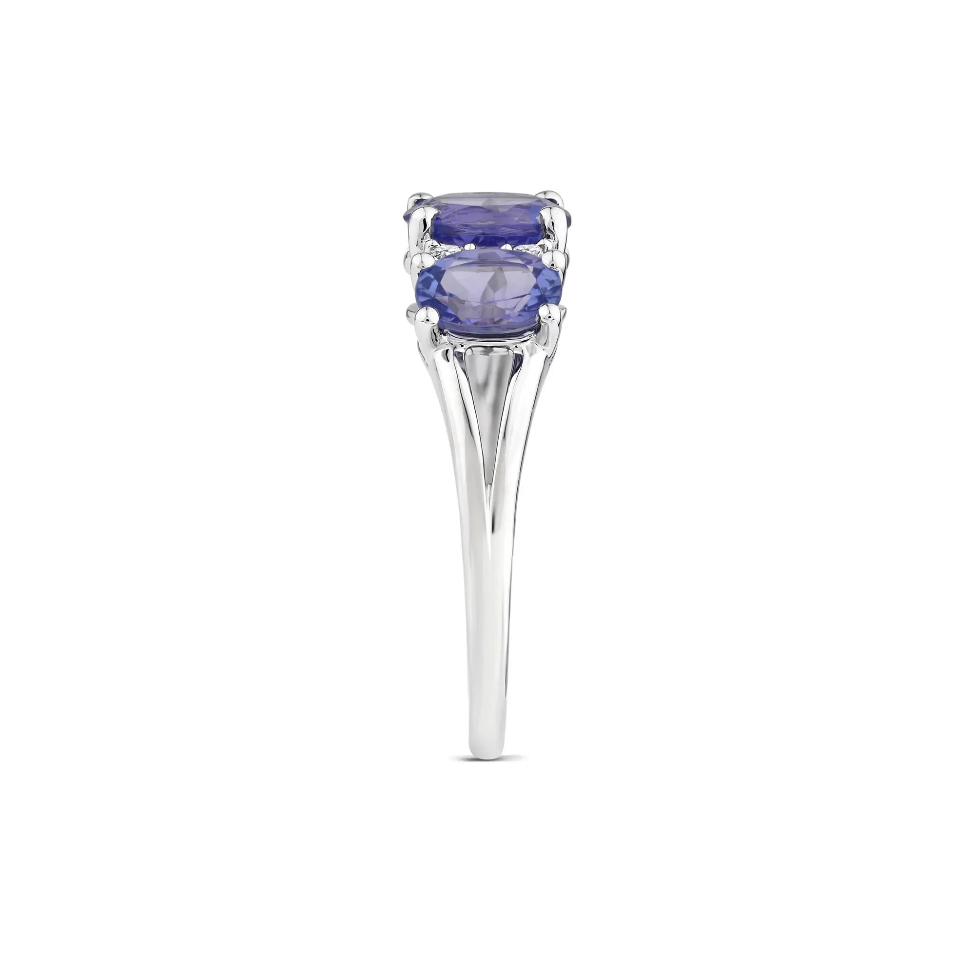 1/10 CT. Tw. Tanzanite and Diamond Ring 10K White Gold Round Brilliant Cut Size 6.5 7mm - Image 3