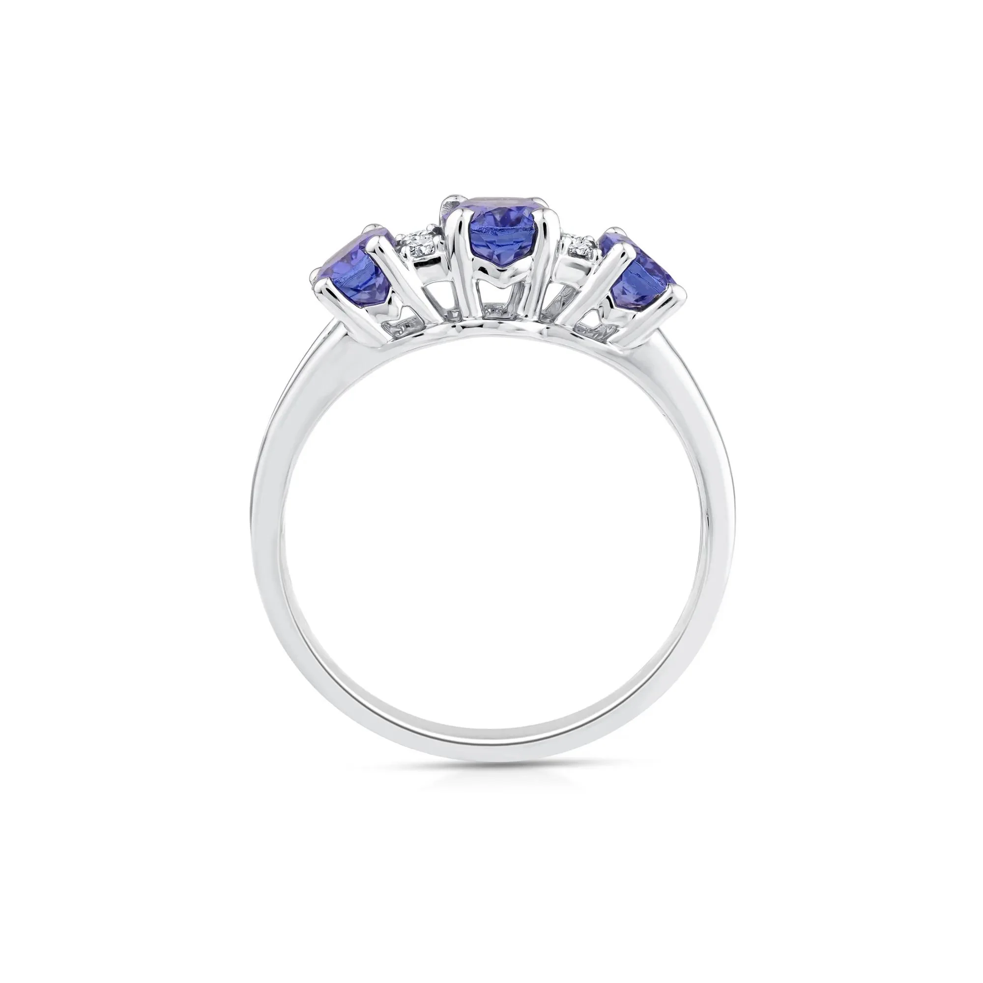 1/10 CT. Tw. Tanzanite and Diamond Ring 10K White Gold Round Brilliant Cut Size 7 7mm - Image 2