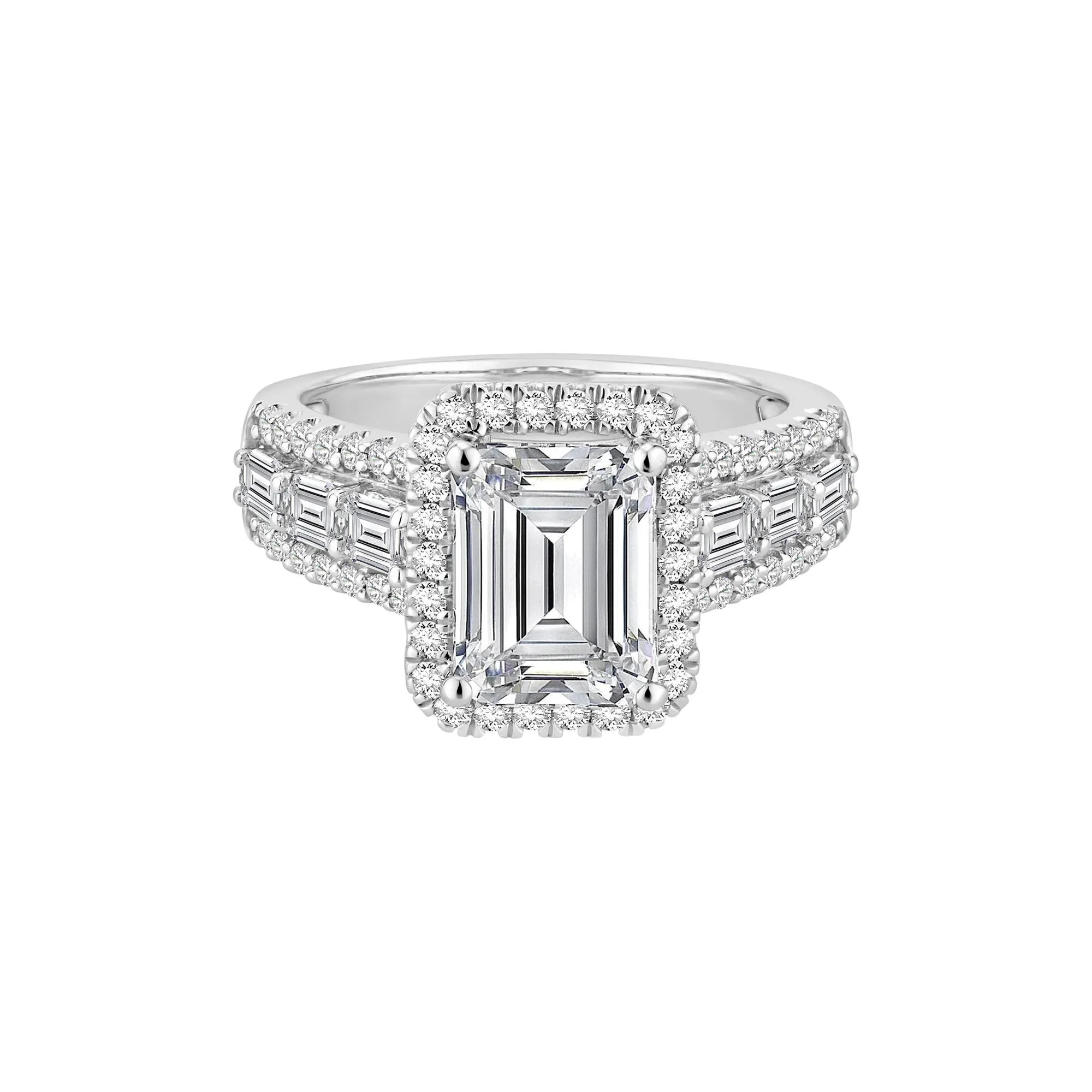 4 1/4 CT. Tw. Lab Grown Diamond Emerald-Cut Ring 14K White Gold Size 8