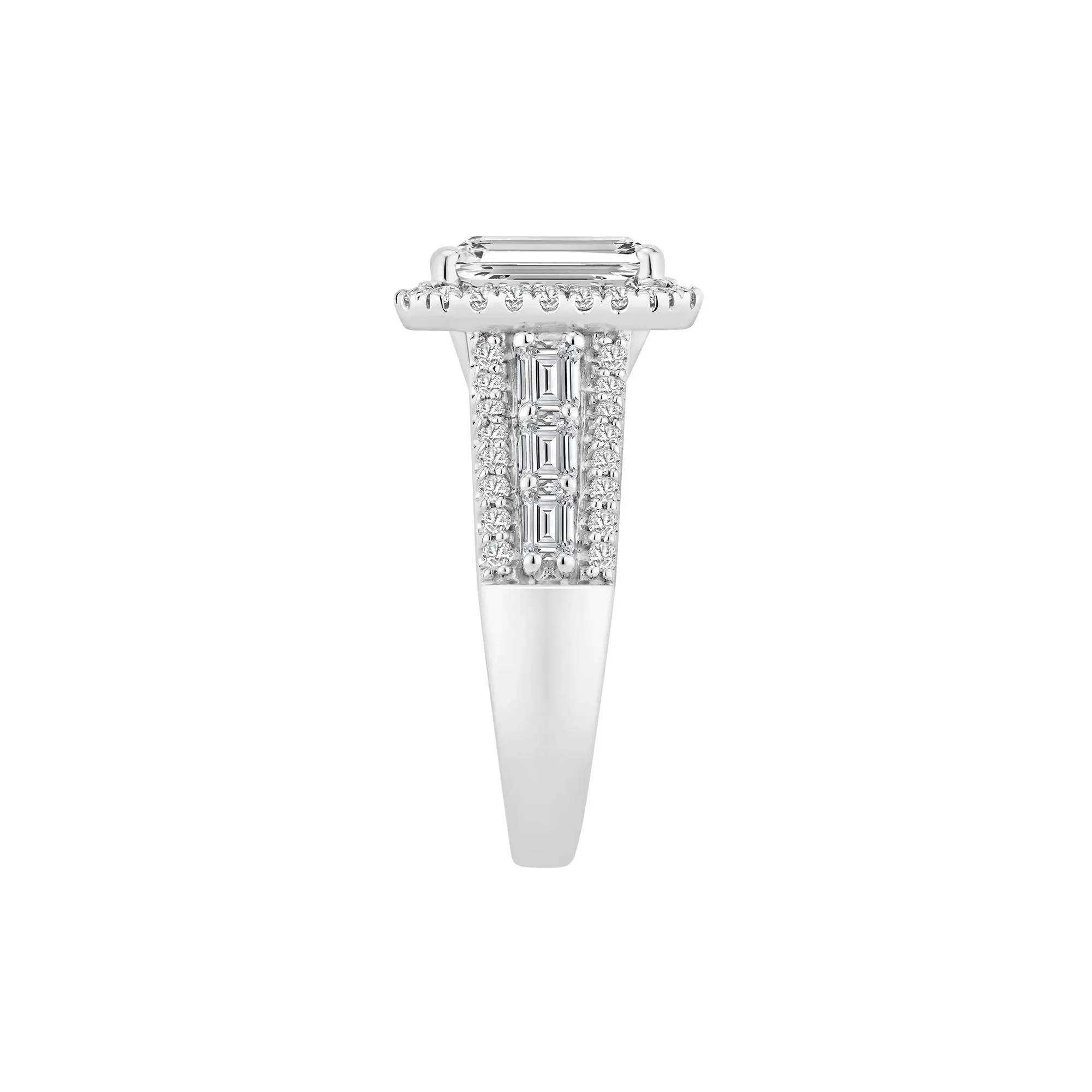 4 1/4 CT. Tw. Lab Grown Diamond Emerald-Cut Ring 14K White Gold Size 9 - Image 3