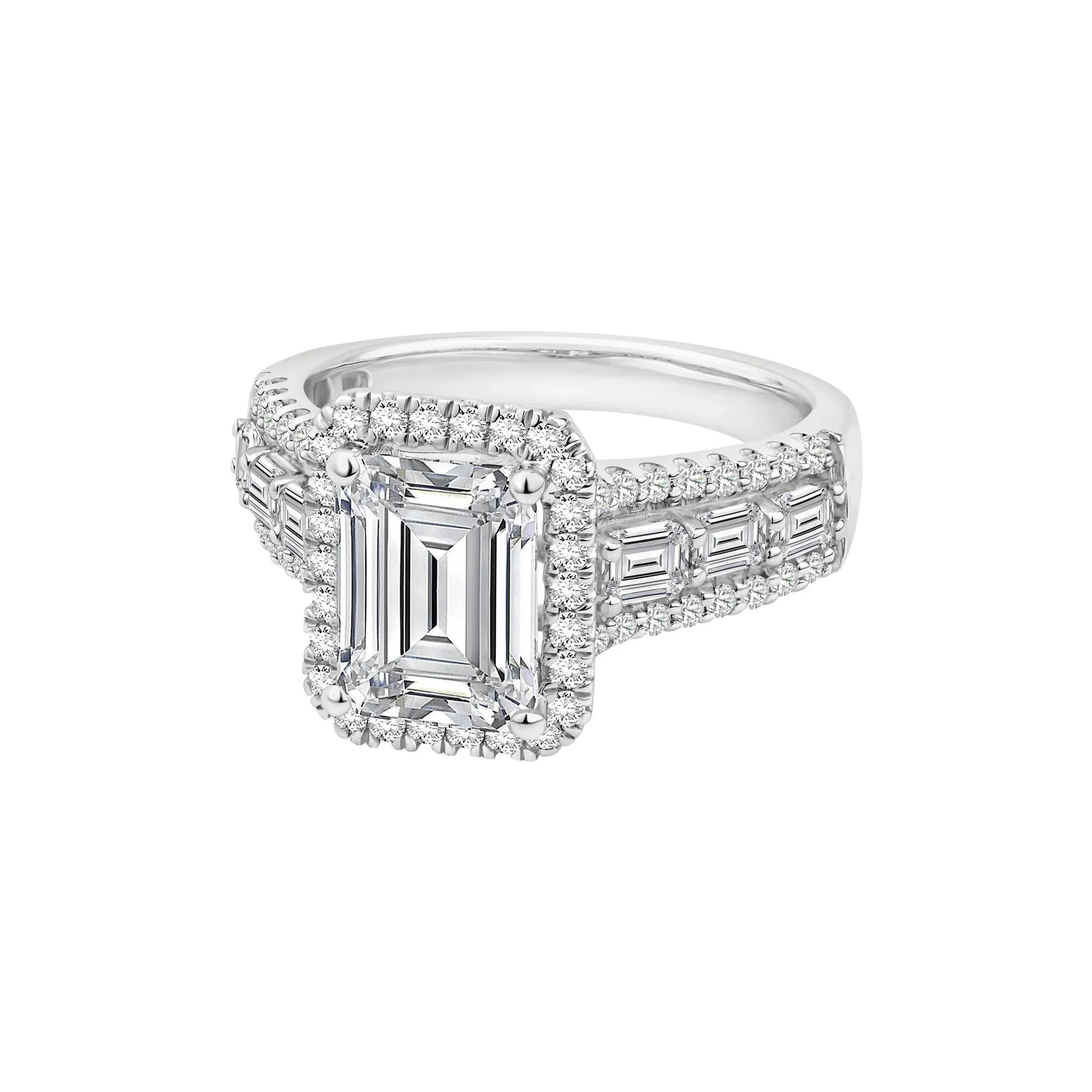 4 1/4 CT. Tw. Lab Grown Diamond Emerald-Cut Ring 14K White Gold Size 9 - Image 4