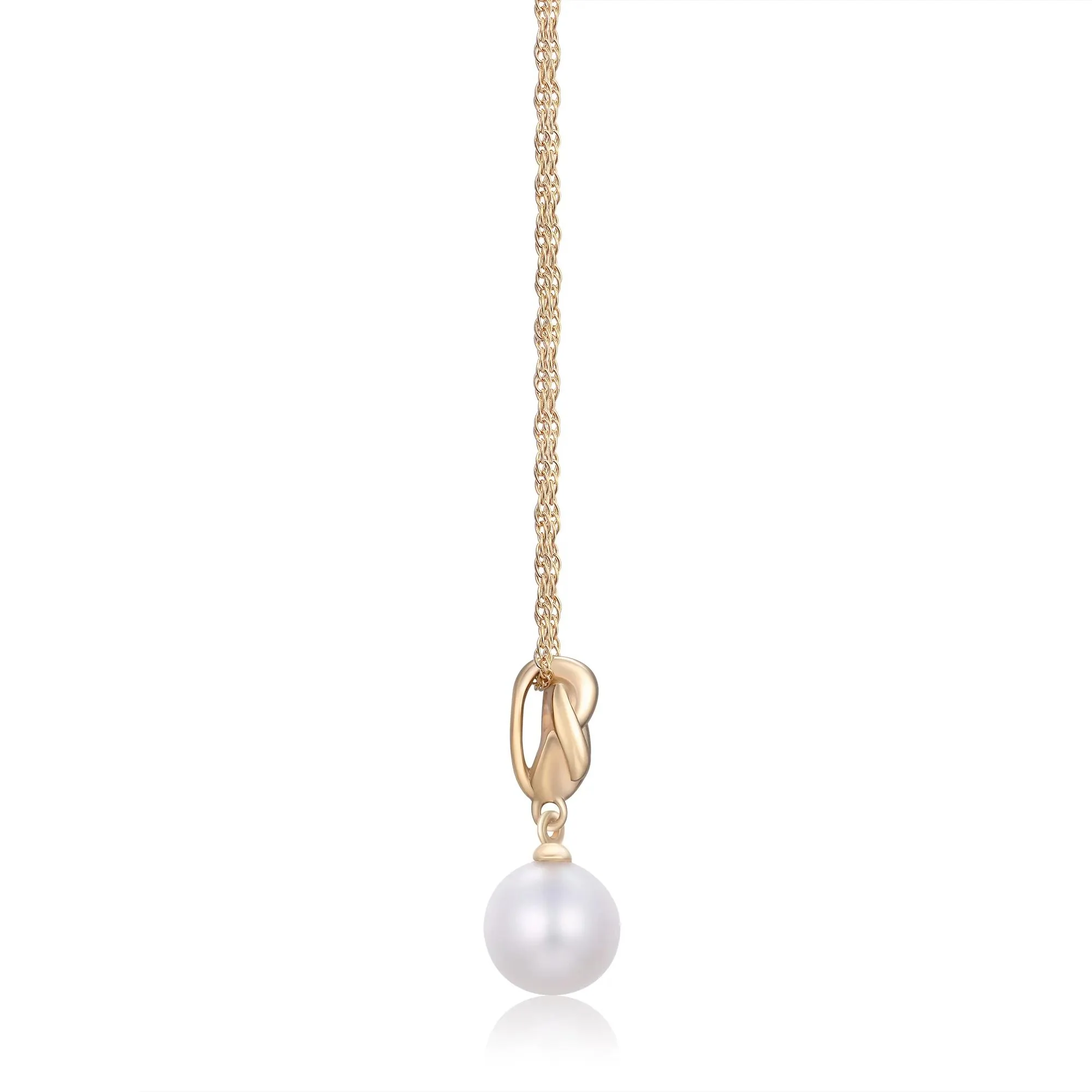 Freshwater Cultured Pearl Knot Pendant Necklace 10K Yellow Gold Size 18" - Image 2