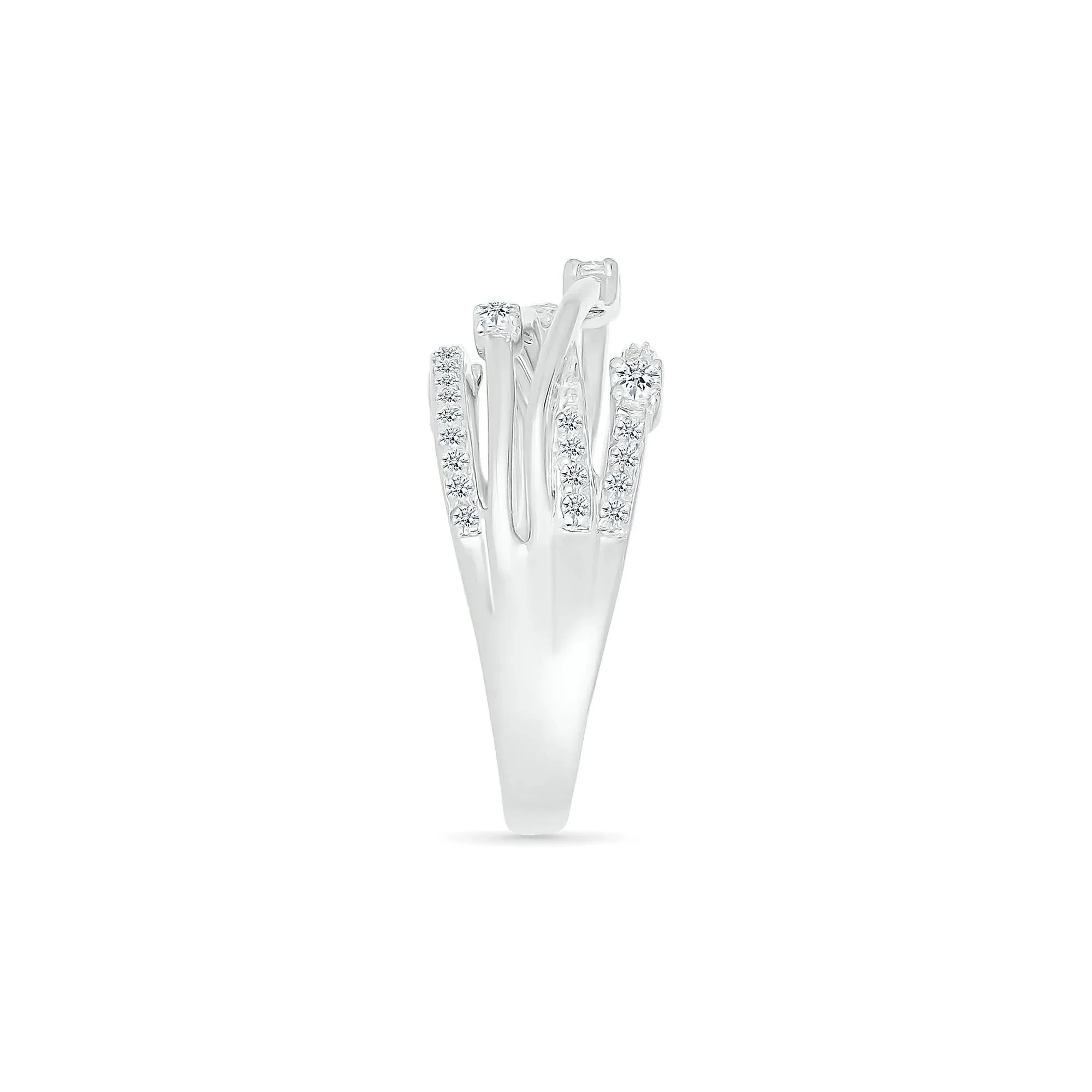 3/8 CT. Tw. Diamond Multi-Row Ring 10K White Gold Round Brilliant Cut Size 8 9mm - Image 3