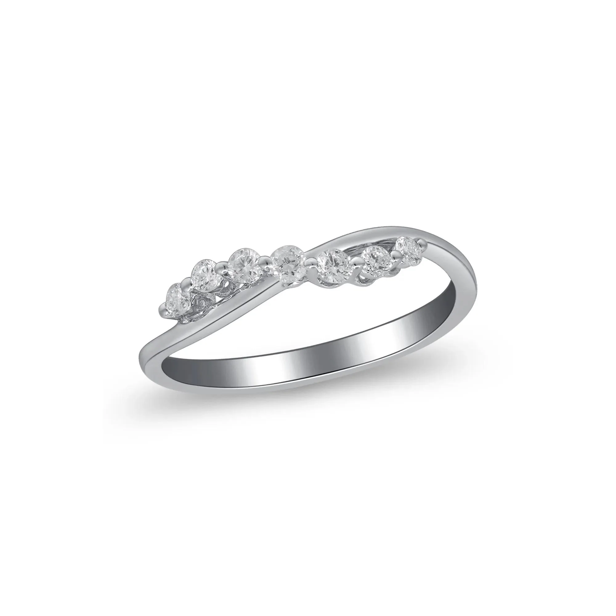1/5 CT. Tw. Diamond Ring 10K White Gold Round Brilliant Cut Size 7.5 2mm - Image 5