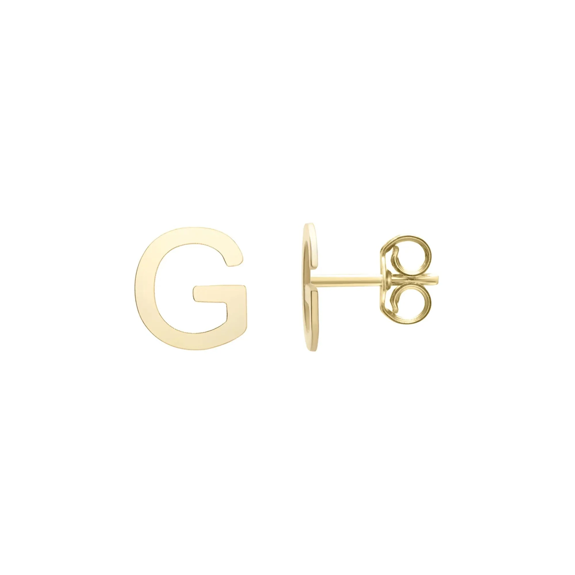 Initial Stud Earrings Letter "g" 14K Yellow Gold Size 6.00mm